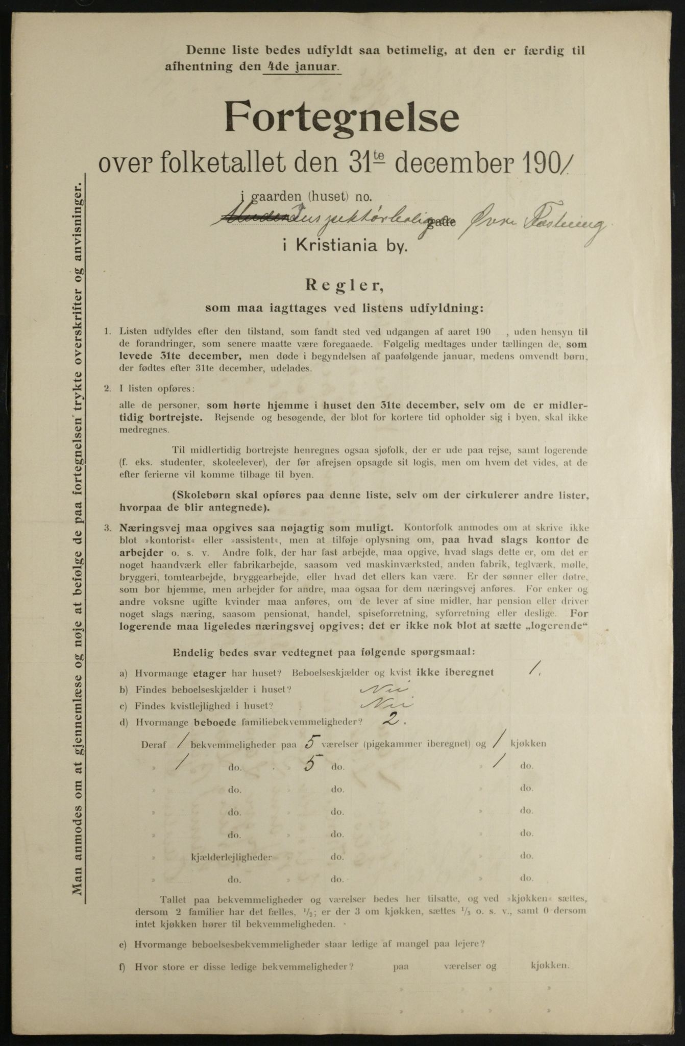 OBA, Kommunal folketelling 31.12.1901 for Kristiania kjøpstad, 1901, s. 199