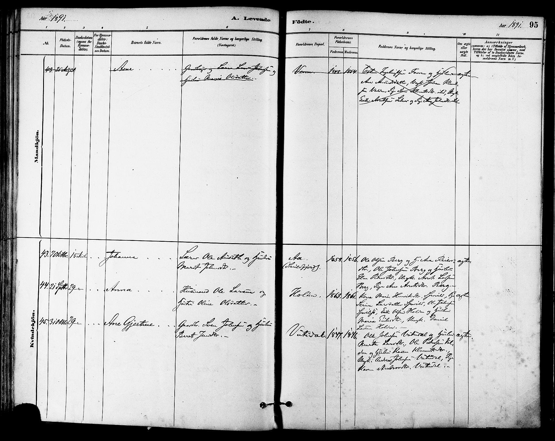 Ministerialprotokoller, klokkerbøker og fødselsregistre - Sør-Trøndelag, AV/SAT-A-1456/630/L0496: Ministerialbok nr. 630A09, 1879-1895, s. 95