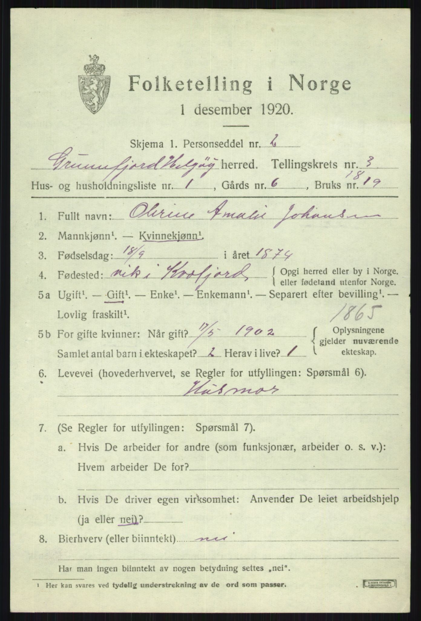 SATØ, Folketelling 1920 for 1935 Helgøy herred, 1920, s. 1389