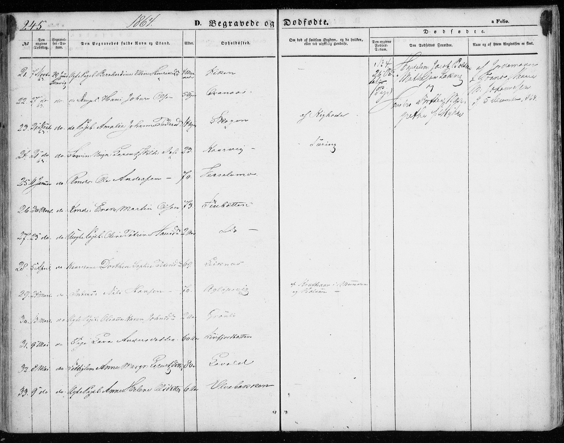 Lenvik sokneprestembete, SATØ/S-1310/H/Ha/Haa/L0007kirke: Ministerialbok nr. 7, 1855-1865, s. 245