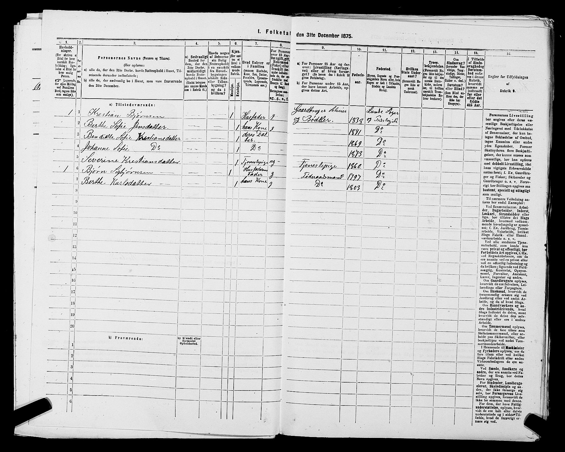 SAST, Folketelling 1875 for 1112P Lund prestegjeld, 1875, s. 114