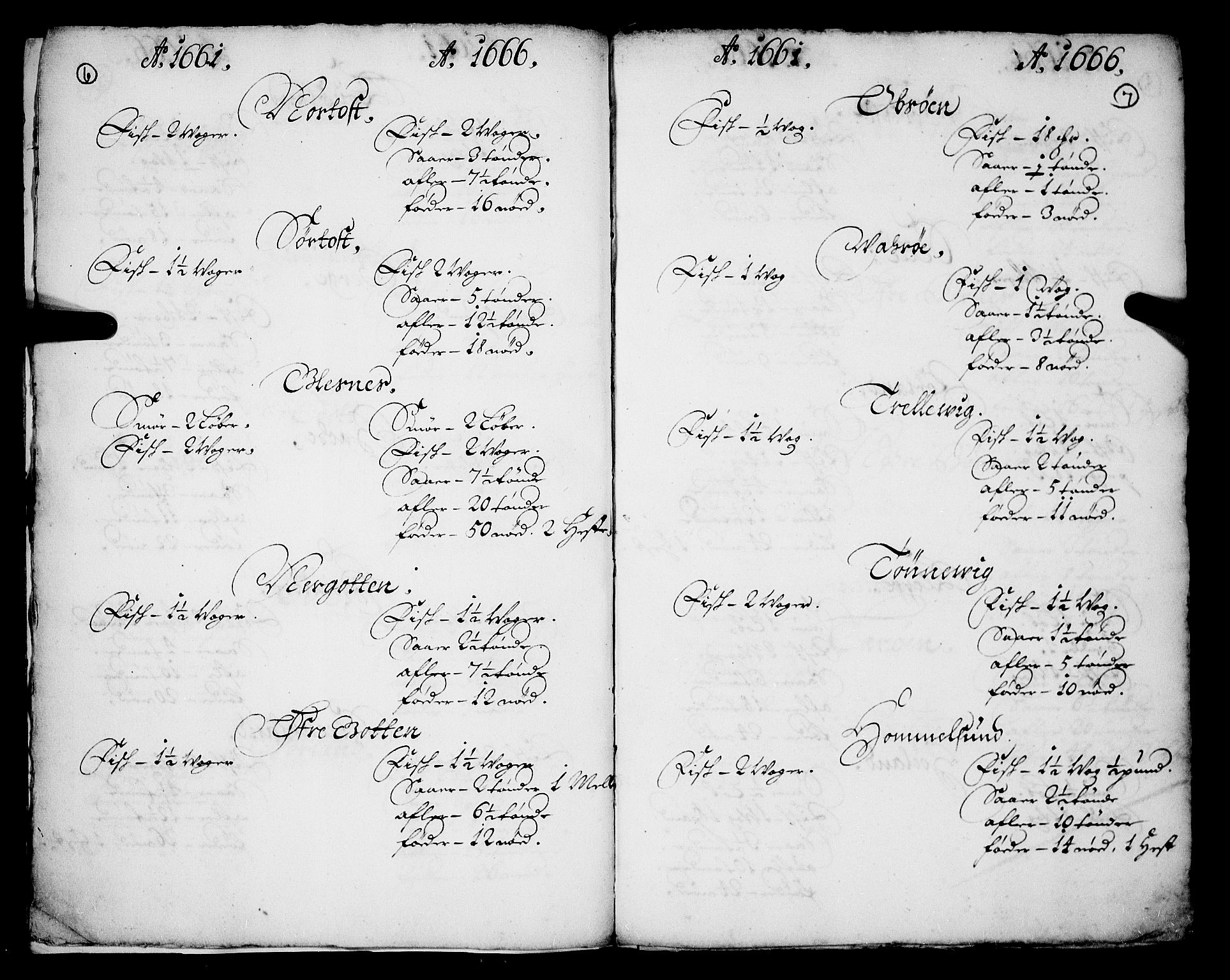 Rentekammeret inntil 1814, Realistisk ordnet avdeling, RA/EA-4070/N/Nb/Nba/L0040: Nordhordland fogderi, 1661-1667, s. 6-7