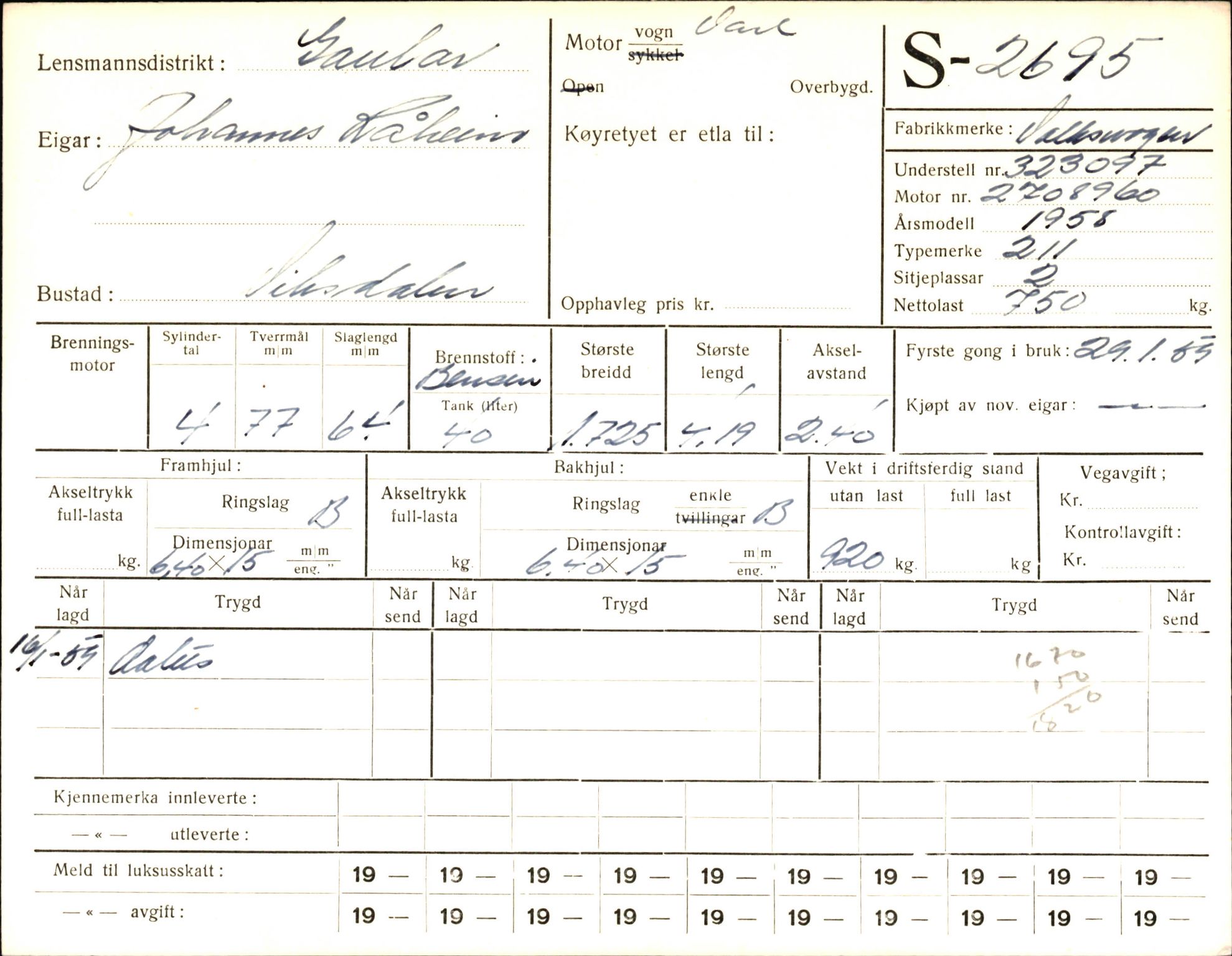 Statens vegvesen, Sogn og Fjordane vegkontor, AV/SAB-A-5301/4/F/L0004: Registerkort utmeldte Fjordane S2500-2700, S7200-7899, 1930-1961, s. 251