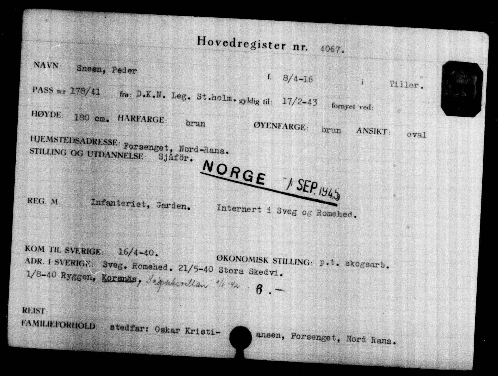 Den Kgl. Norske Legasjons Flyktningskontor, AV/RA-S-6753/V/Va/L0004: Kjesäterkartoteket.  Flyktningenr. 3496-6610, 1940-1945, s. 675