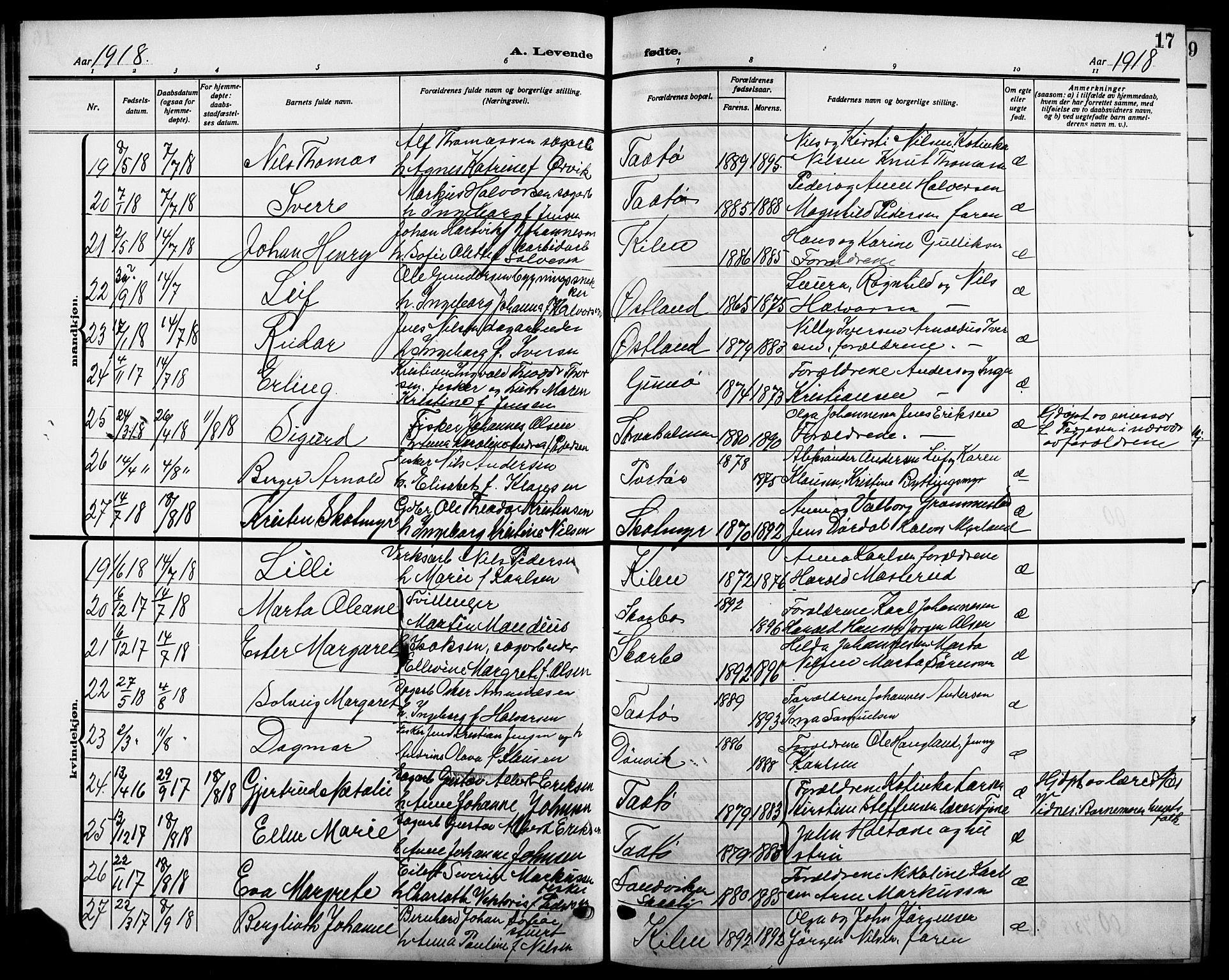 Skåtøy kirkebøker, AV/SAKO-A-304/G/Ga/L0005: Klokkerbok nr. I 5, 1915-1925, s. 17