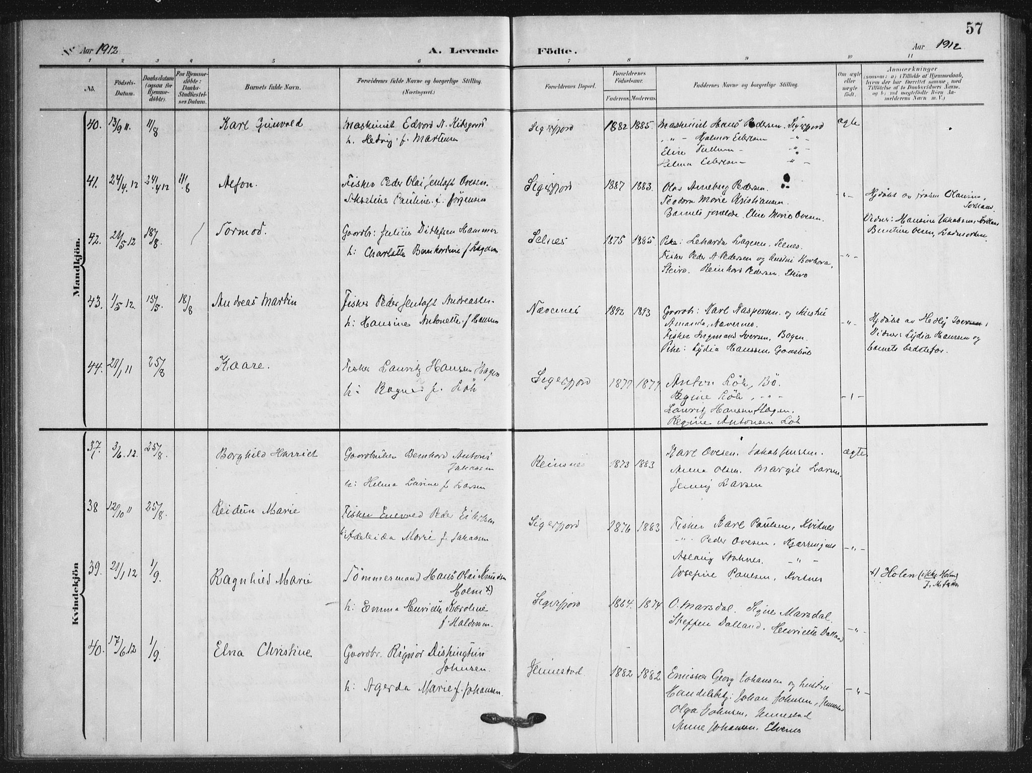 Ministerialprotokoller, klokkerbøker og fødselsregistre - Nordland, AV/SAT-A-1459/895/L1373: Ministerialbok nr. 895A08, 1905-1915, s. 57