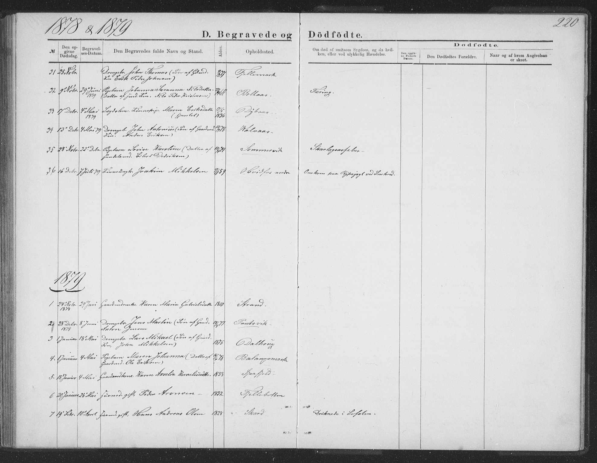 Ministerialprotokoller, klokkerbøker og fødselsregistre - Nordland, AV/SAT-A-1459/863/L0913: Klokkerbok nr. 863C03, 1877-1885, s. 220