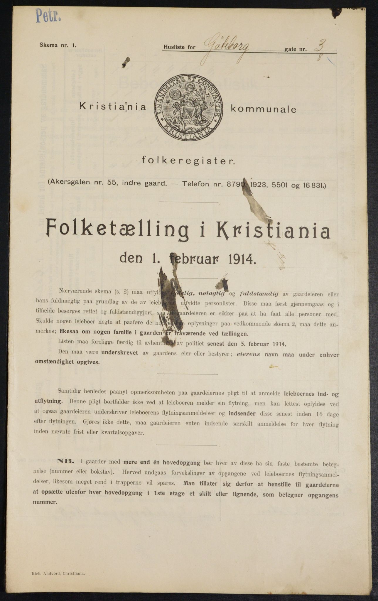 OBA, Kommunal folketelling 1.2.1914 for Kristiania, 1914, s. 32793