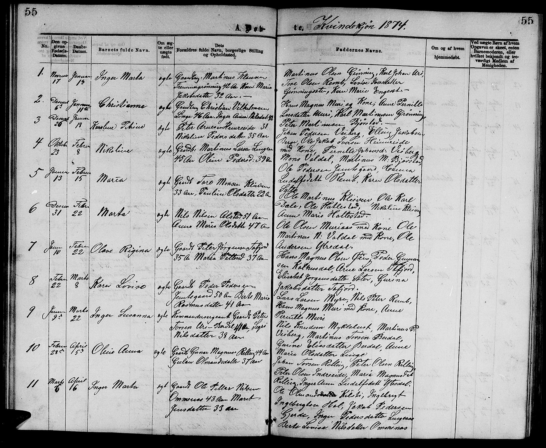 Ministerialprotokoller, klokkerbøker og fødselsregistre - Møre og Romsdal, SAT/A-1454/519/L0262: Klokkerbok nr. 519C03, 1866-1884, s. 55