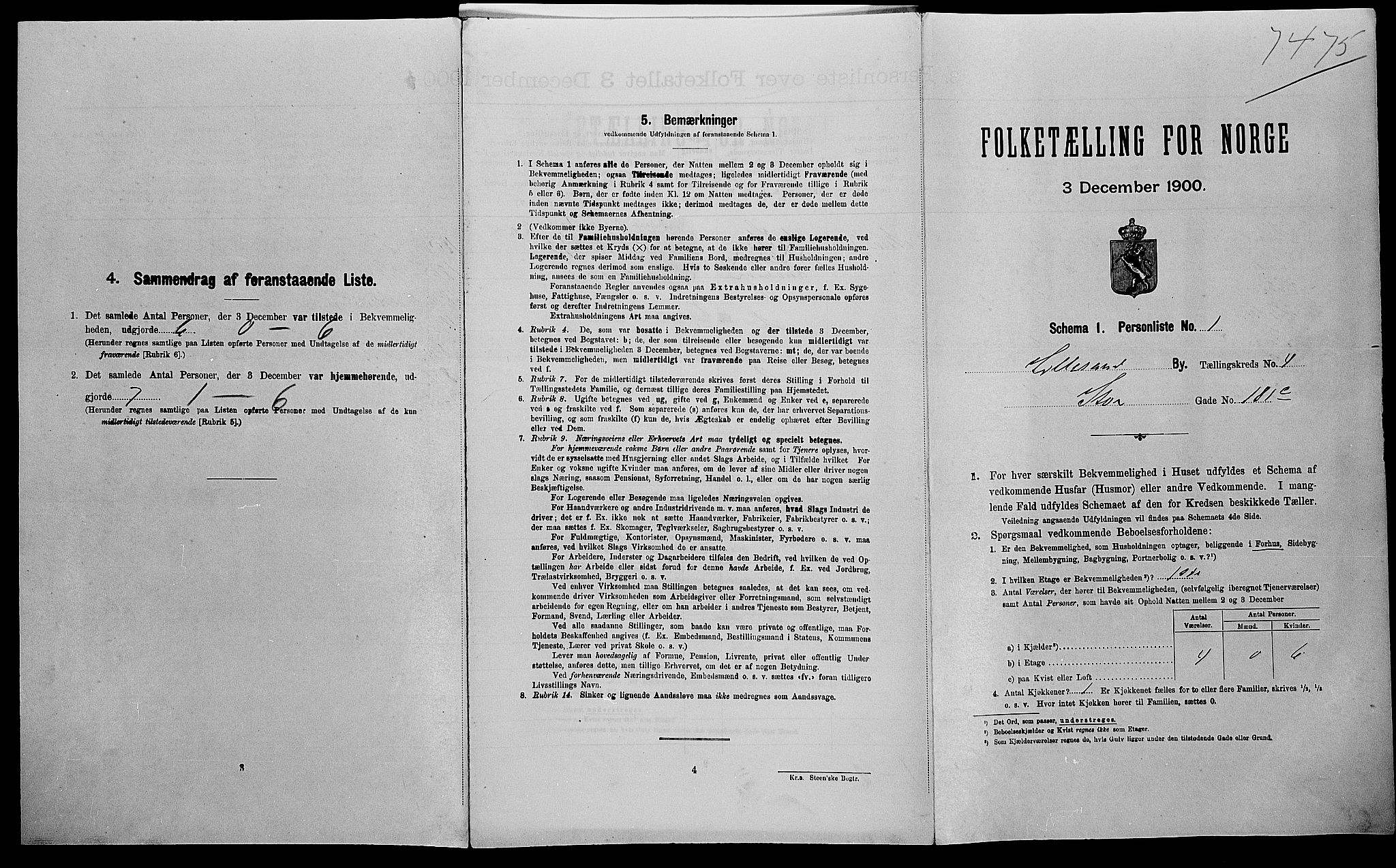 SAK, Folketelling 1900 for 0905 Lillesand ladested, 1900, s. 124