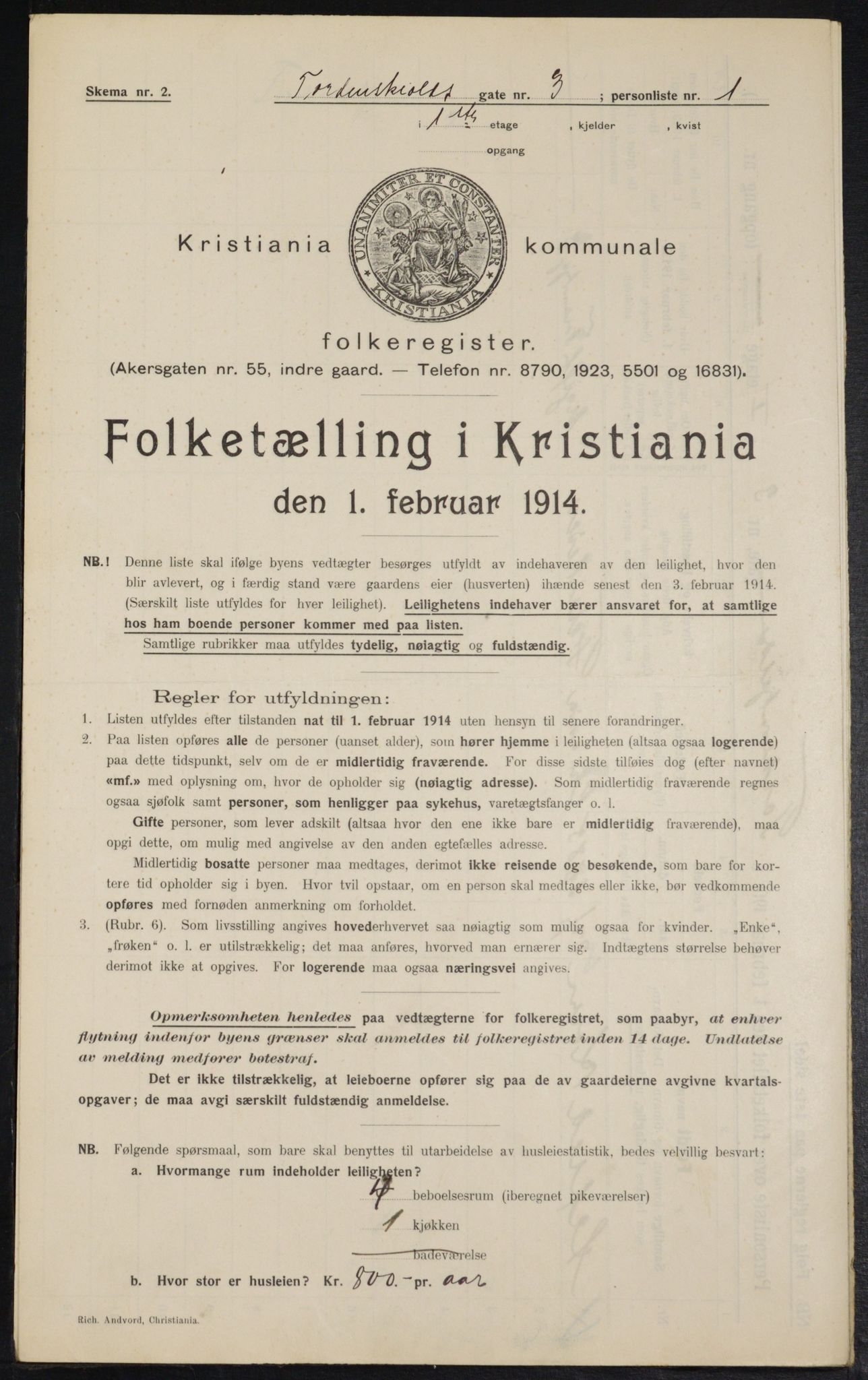 OBA, Kommunal folketelling 1.2.1914 for Kristiania, 1914, s. 114571