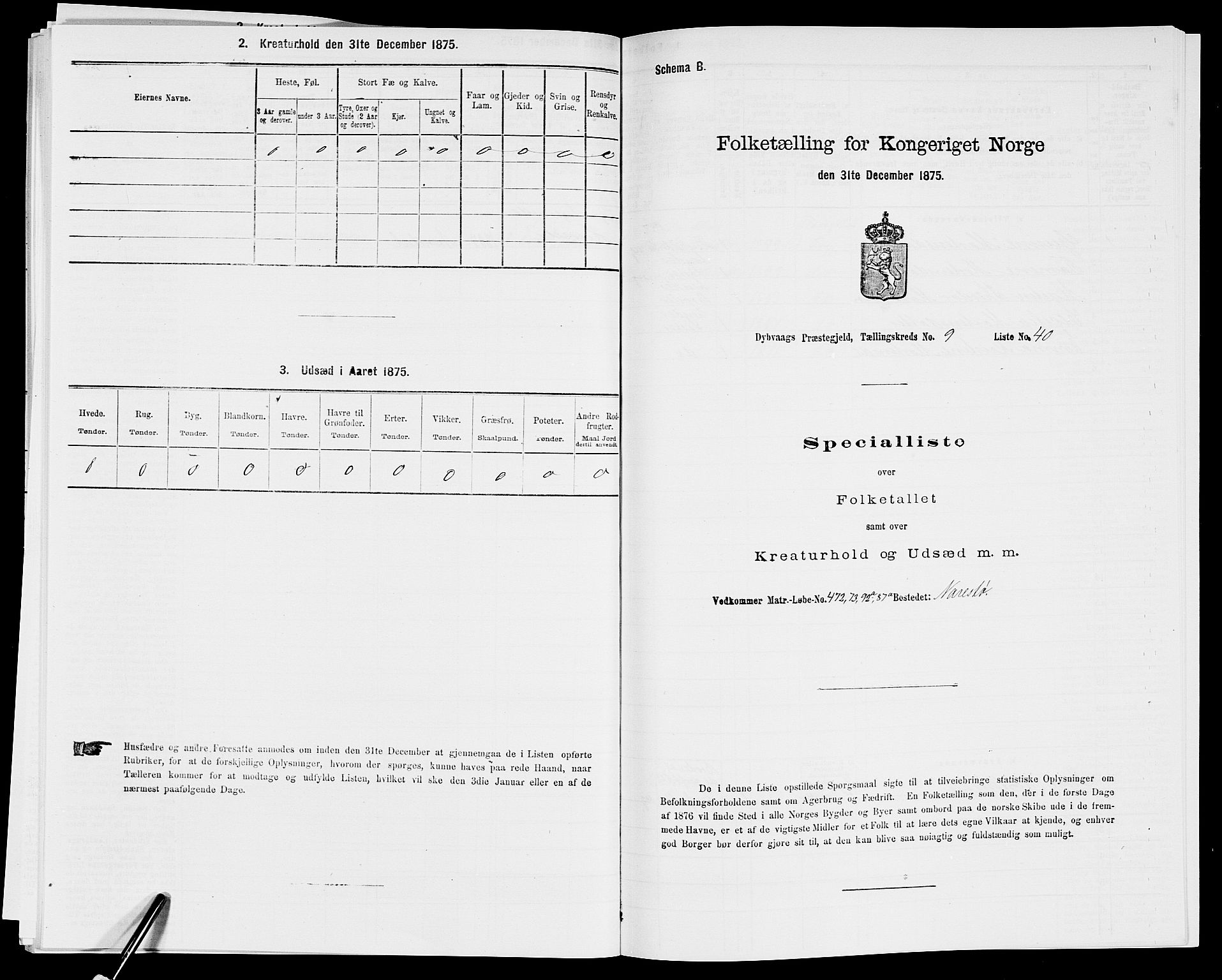 SAK, Folketelling 1875 for 0915P Dypvåg prestegjeld, 1875, s. 1190