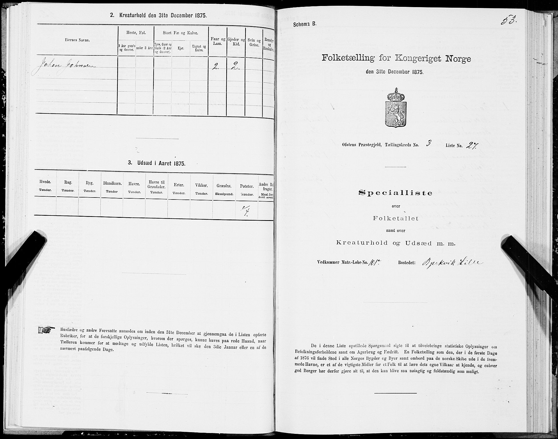 SAT, Folketelling 1875 for 1853P Ofoten prestegjeld, 1875, s. 2053