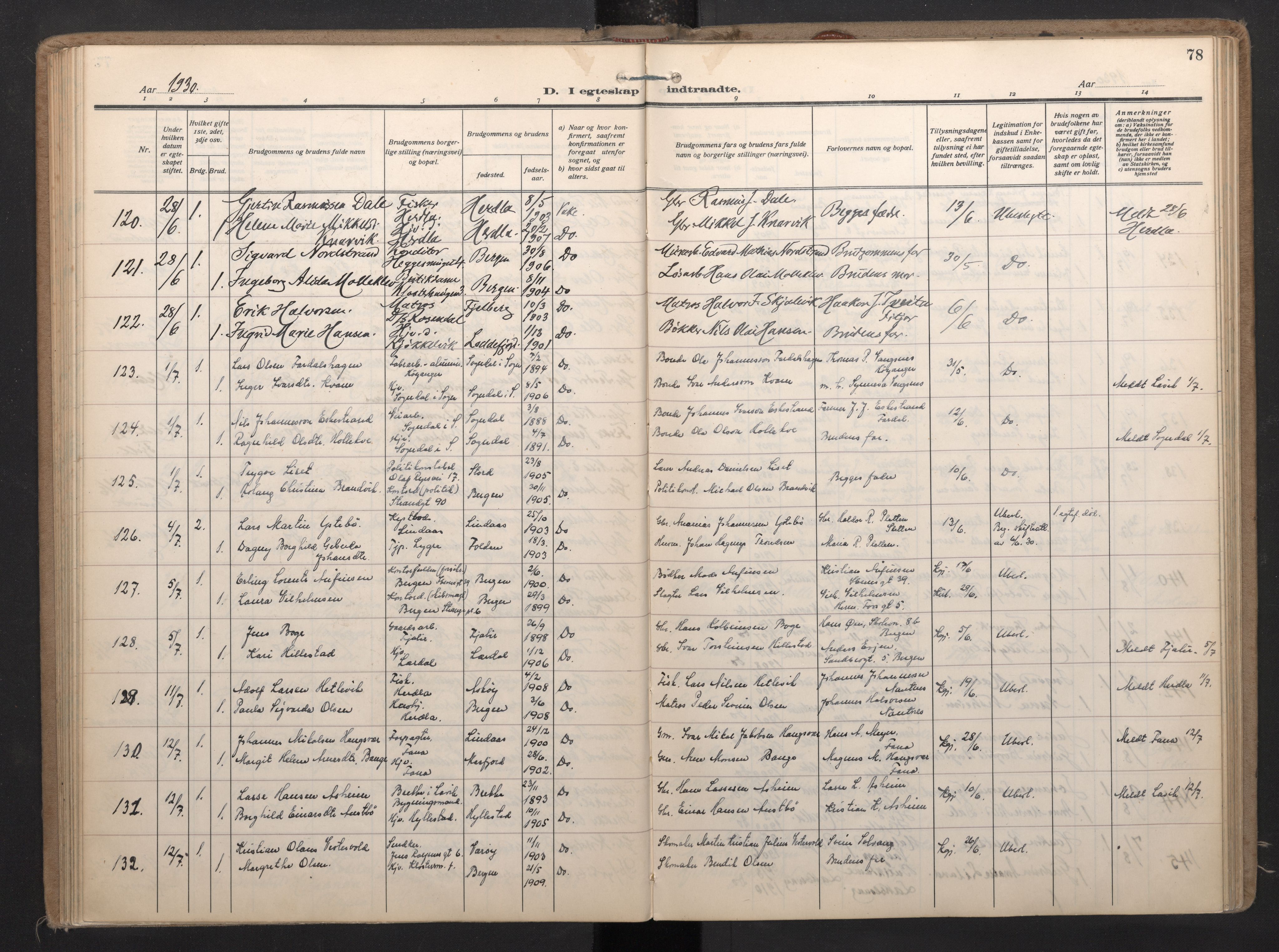 Nykirken Sokneprestembete, AV/SAB-A-77101/H/Haa/L0038: Ministerialbok nr. D 8, 1926-1934, s. 77b-78a