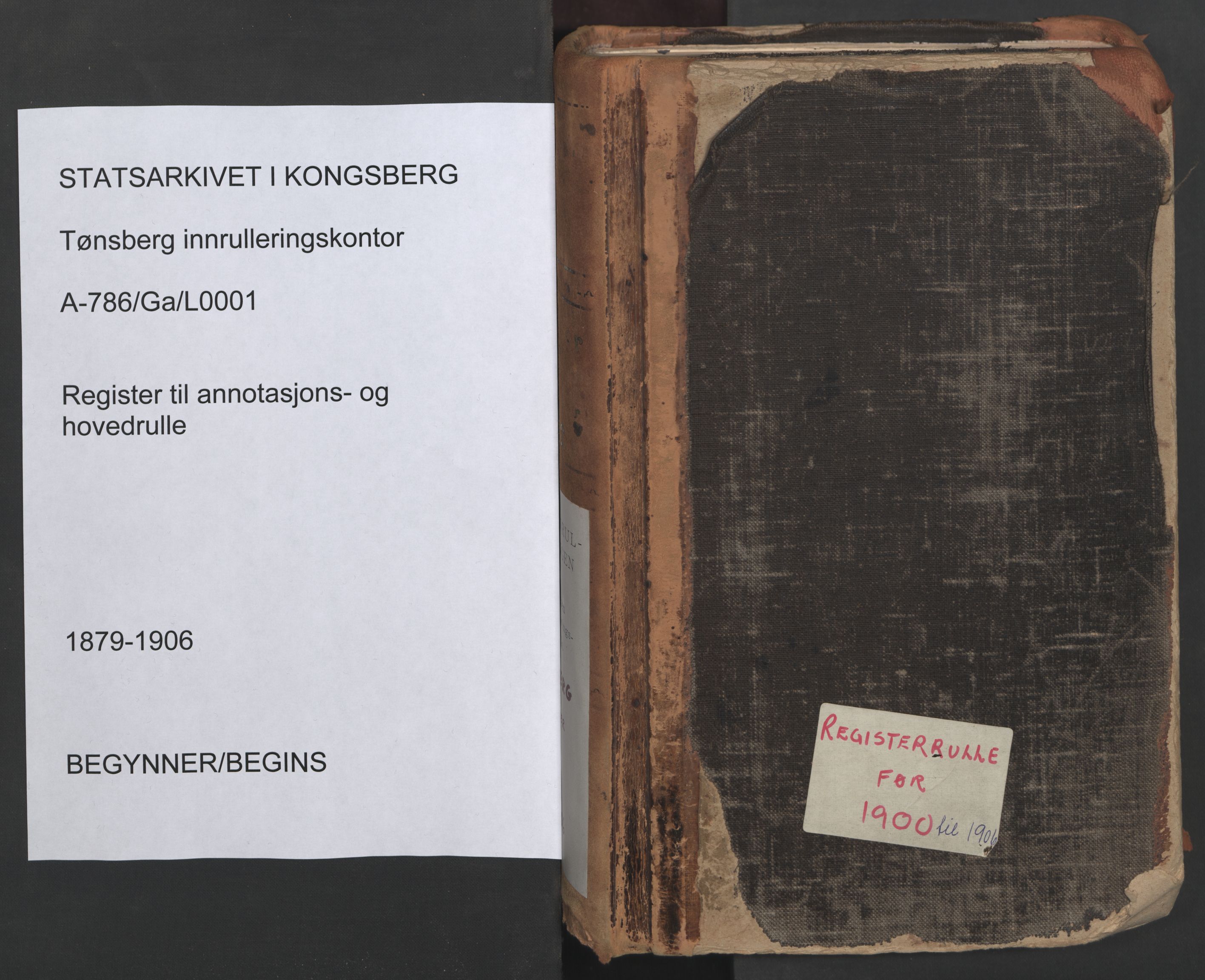 Tønsberg innrulleringskontor, SAKO/A-786/G/Ga/L0001: Register til annotasjons- og hovedrulle, 1879-1906, s. 1