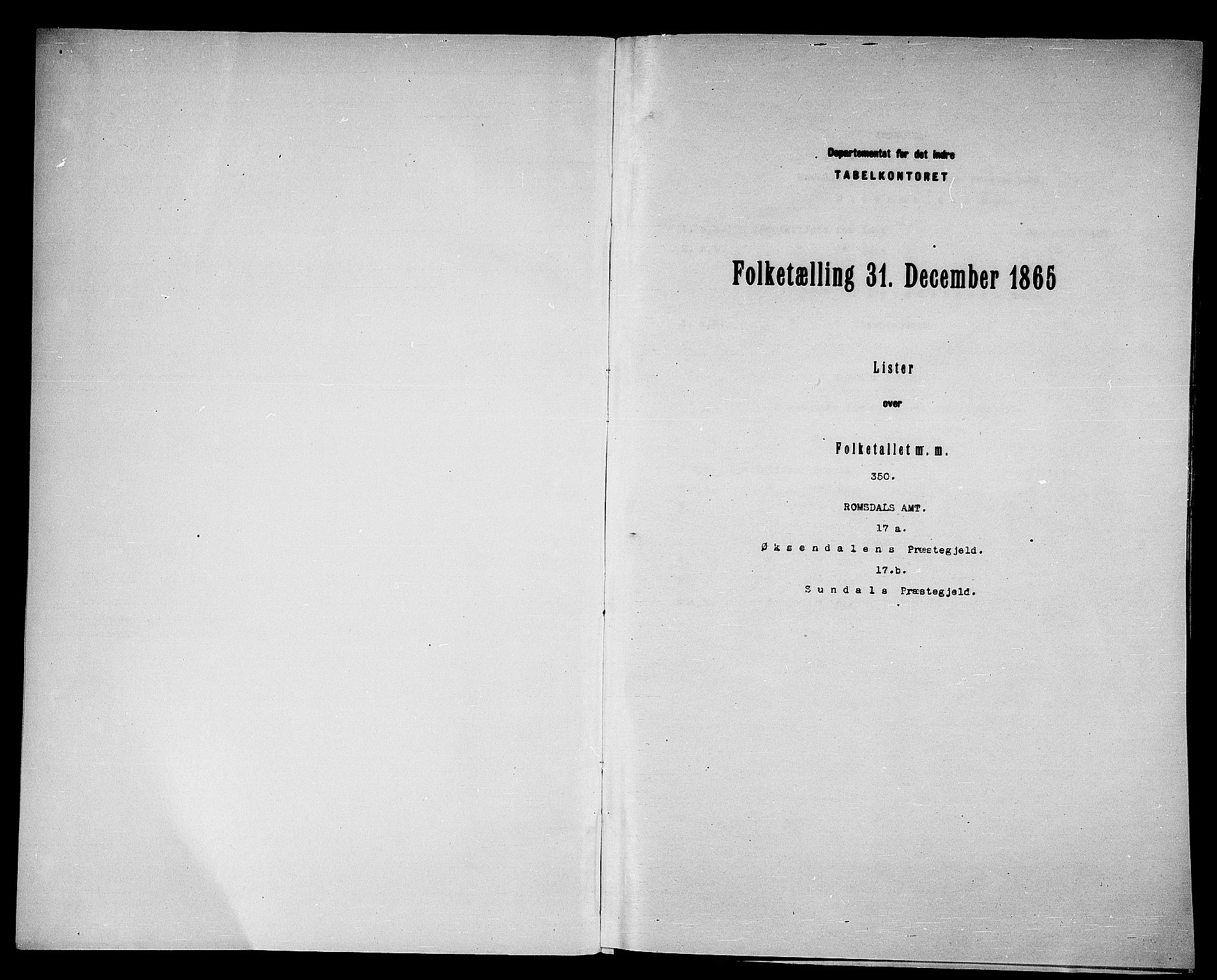 RA, Folketelling 1865 for 1561P Øksendal prestegjeld, 1865, s. 3