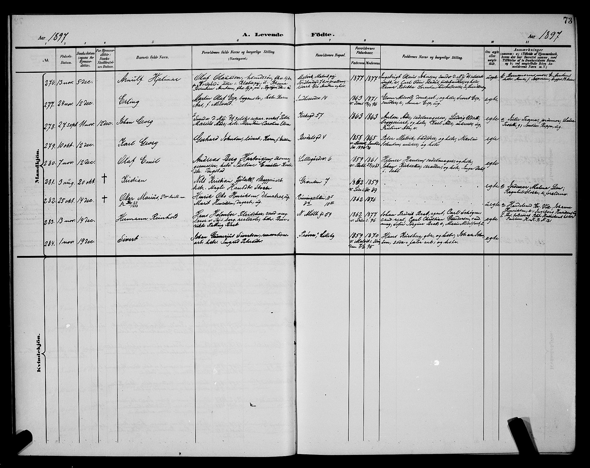 Ministerialprotokoller, klokkerbøker og fødselsregistre - Sør-Trøndelag, AV/SAT-A-1456/604/L0225: Klokkerbok nr. 604C08, 1895-1899, s. 73