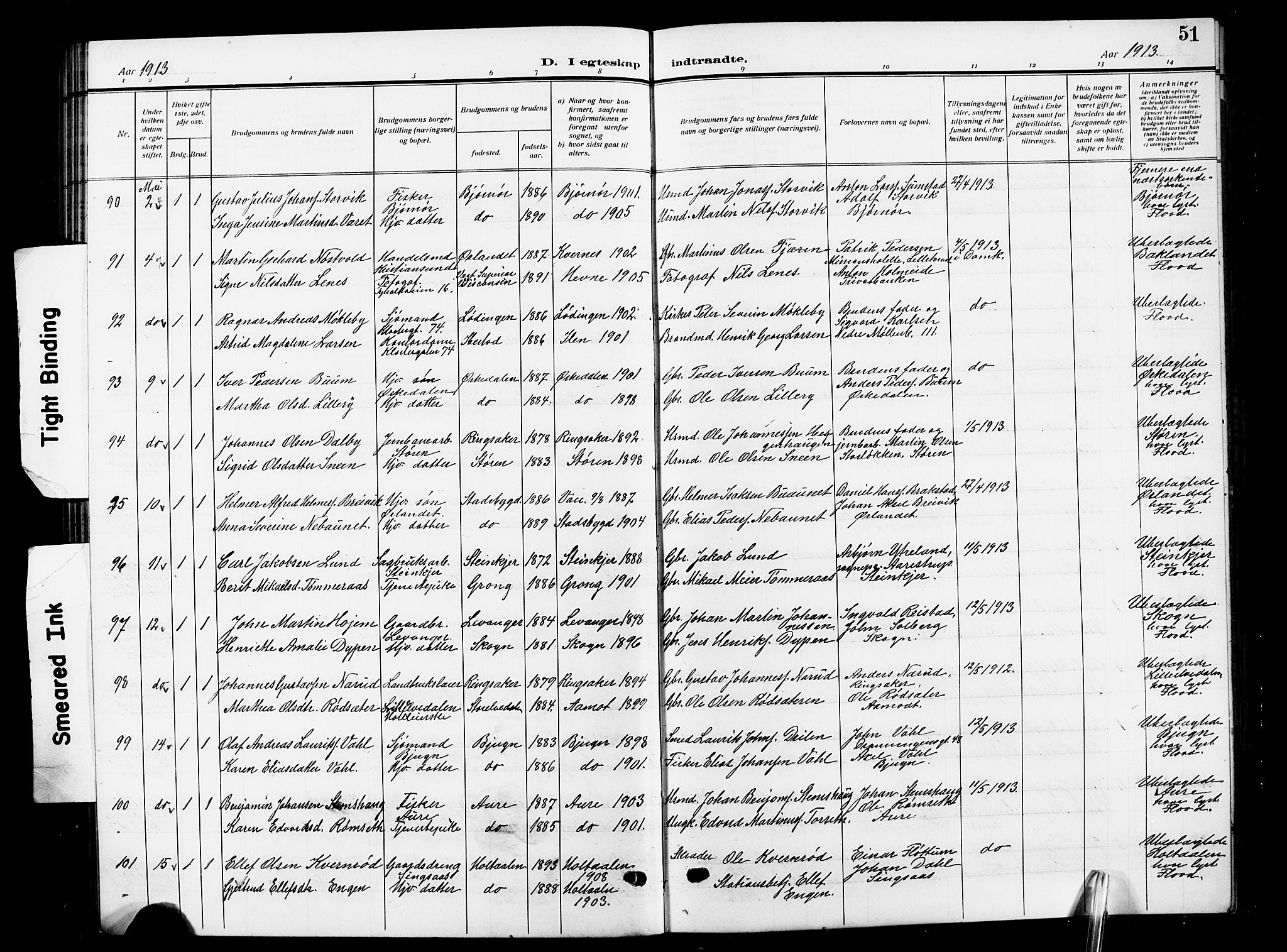 Ministerialprotokoller, klokkerbøker og fødselsregistre - Sør-Trøndelag, AV/SAT-A-1456/601/L0097: Klokkerbok nr. 601C15, 1911-1921, s. 51