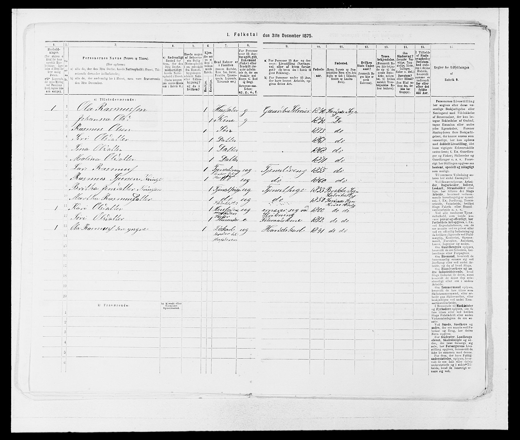 SAB, Folketelling 1875 for 1263P Lindås prestegjeld, 1875, s. 459