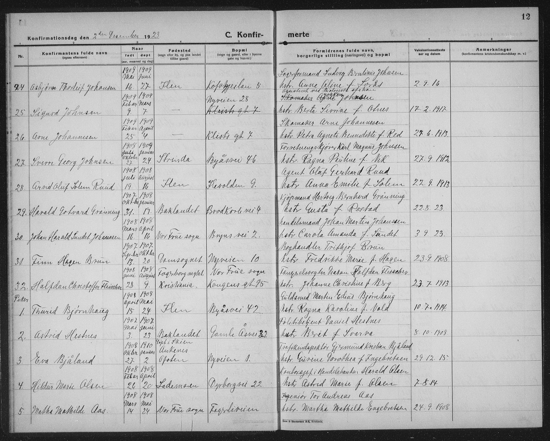 Ministerialprotokoller, klokkerbøker og fødselsregistre - Sør-Trøndelag, SAT/A-1456/603/L0175: Klokkerbok nr. 603C03, 1923-1941, s. 12