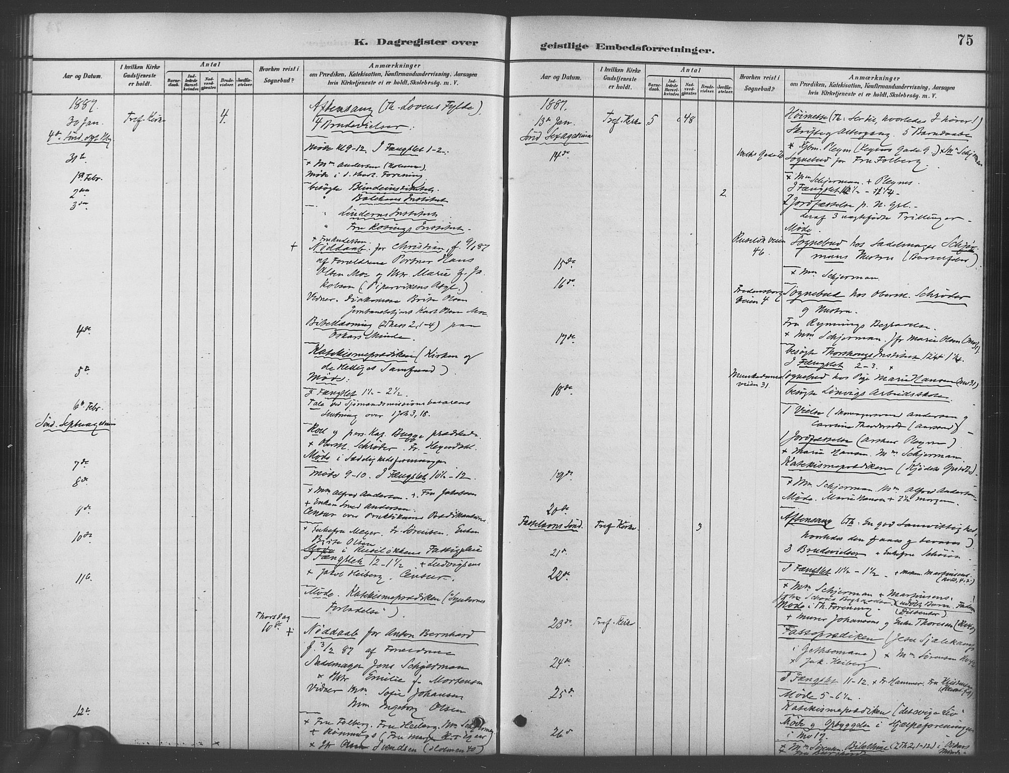 Trefoldighet prestekontor Kirkebøker, AV/SAO-A-10882/I/Ia/L0003: Dagsregister nr. 3, 1881-1901, s. 75