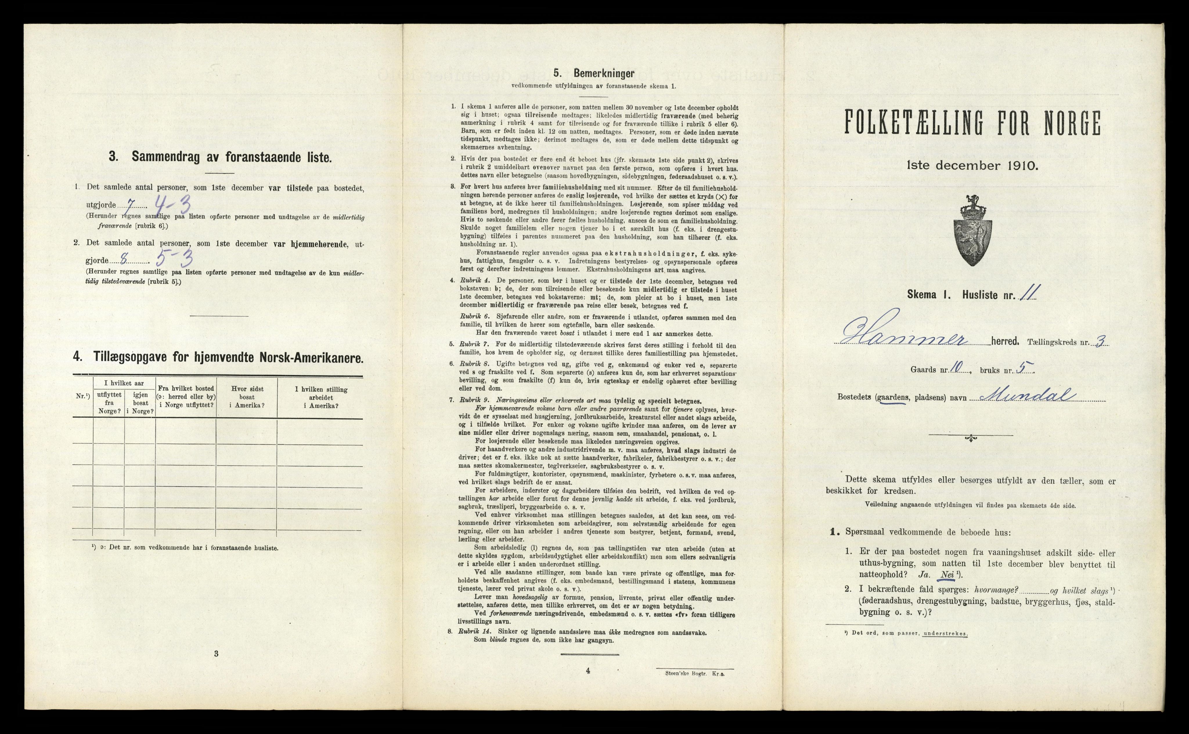 RA, Folketelling 1910 for 1254 Hamre herred, 1910, s. 168