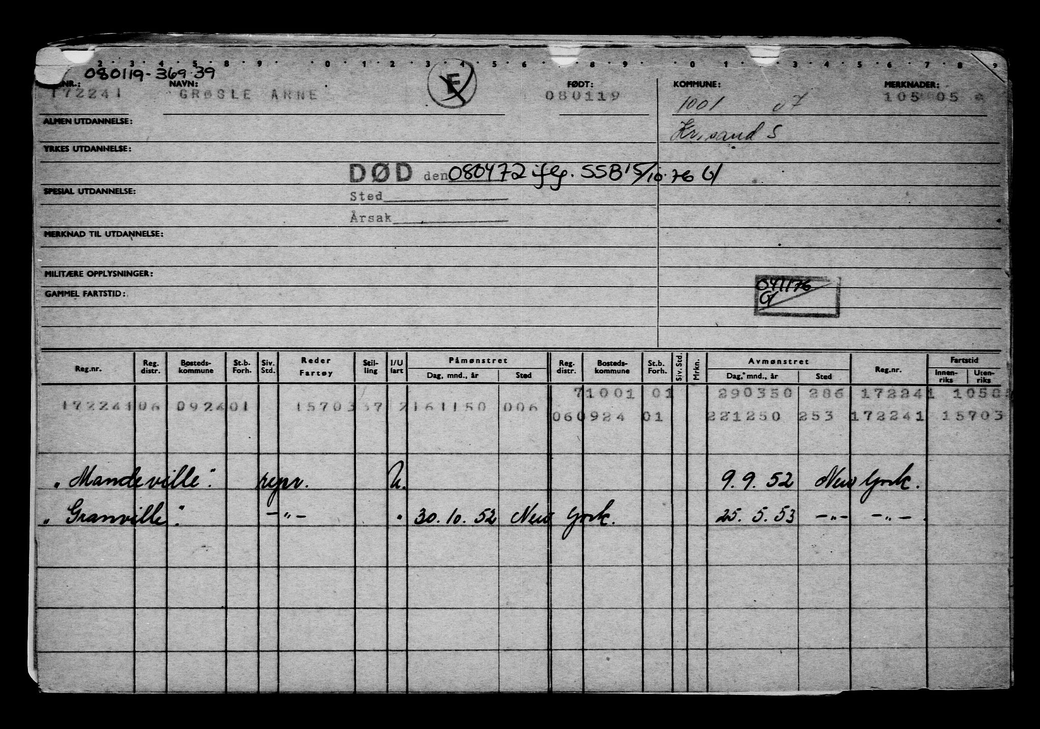 Direktoratet for sjømenn, AV/RA-S-3545/G/Gb/L0165: Hovedkort, 1918-1919, s. 402