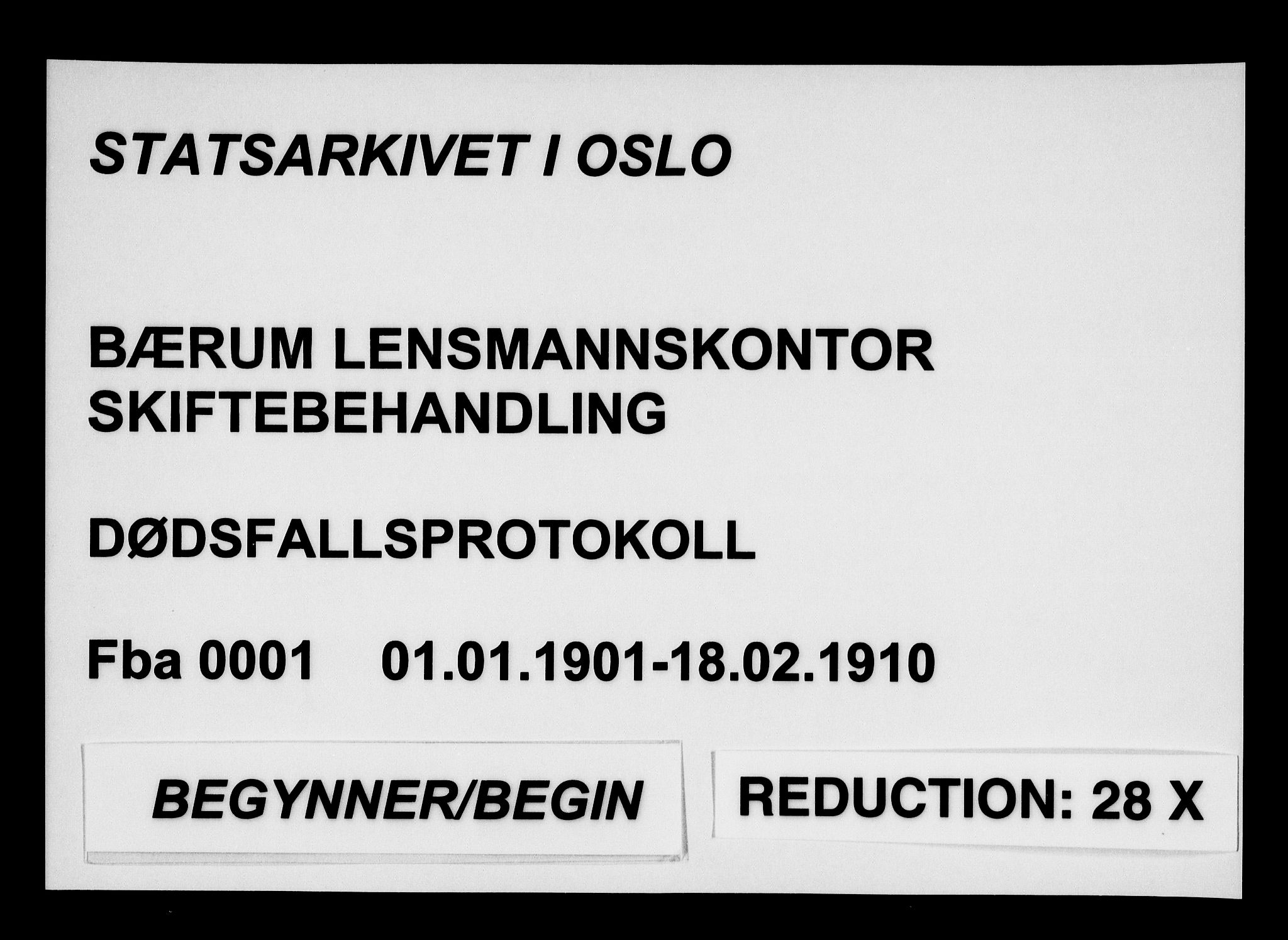 Bærum lensmannskontor, SAO/A-10277/H/Ha/Haa/L0001: Dødsanmeldelsesprotokoll, 1901-1910