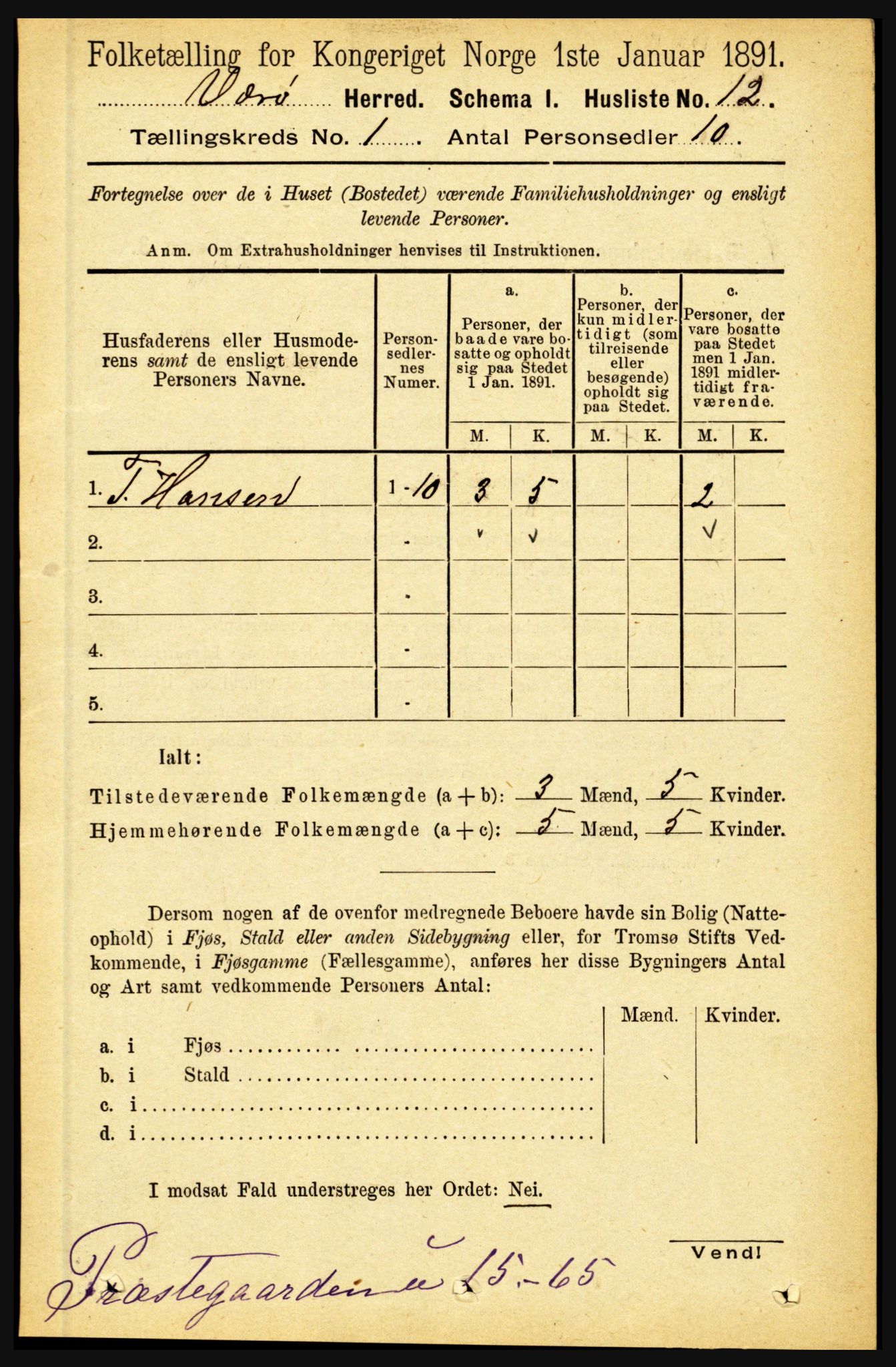 RA, Folketelling 1891 for 1857 Værøy herred, 1891, s. 25