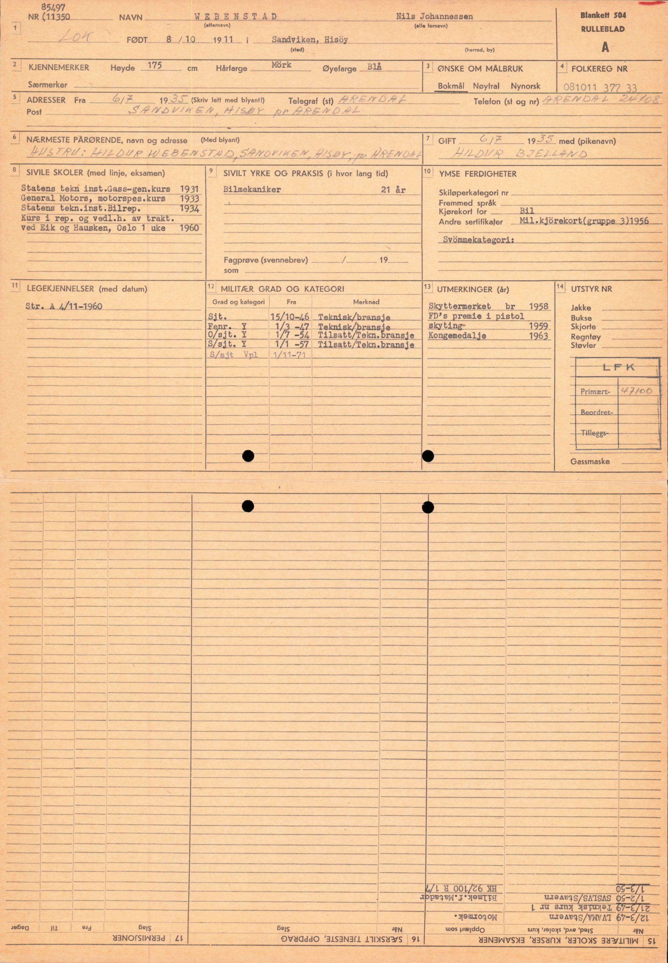 Forsvaret, Forsvarets overkommando/Luftforsvarsstaben, RA/RAFA-4079/P/Pa/L0028: Personellpapirer, 1911, s. 323