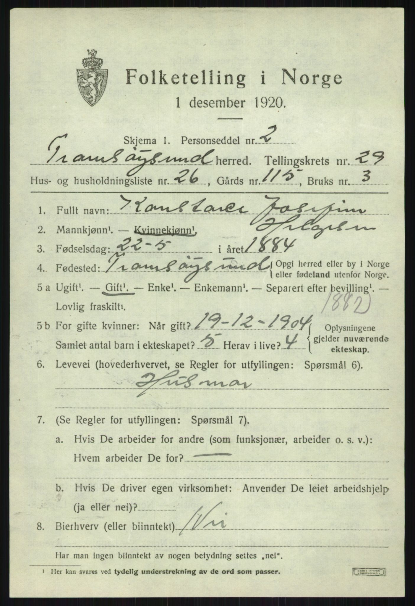 SATØ, Folketelling 1920 for 1934 Tromsøysund herred, 1920, s. 13660