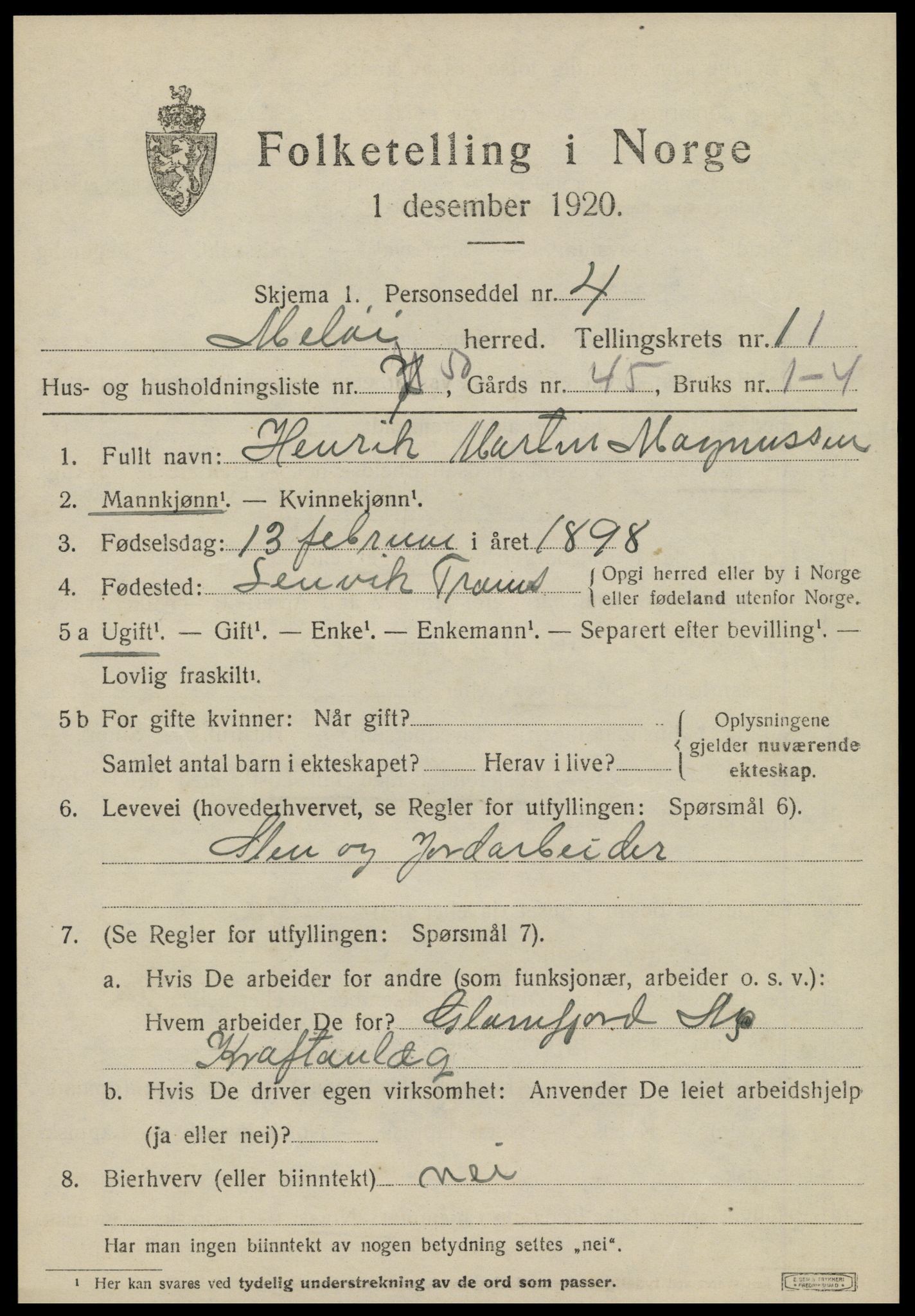 SAT, Folketelling 1920 for 1837 Meløy herred, 1920, s. 6631