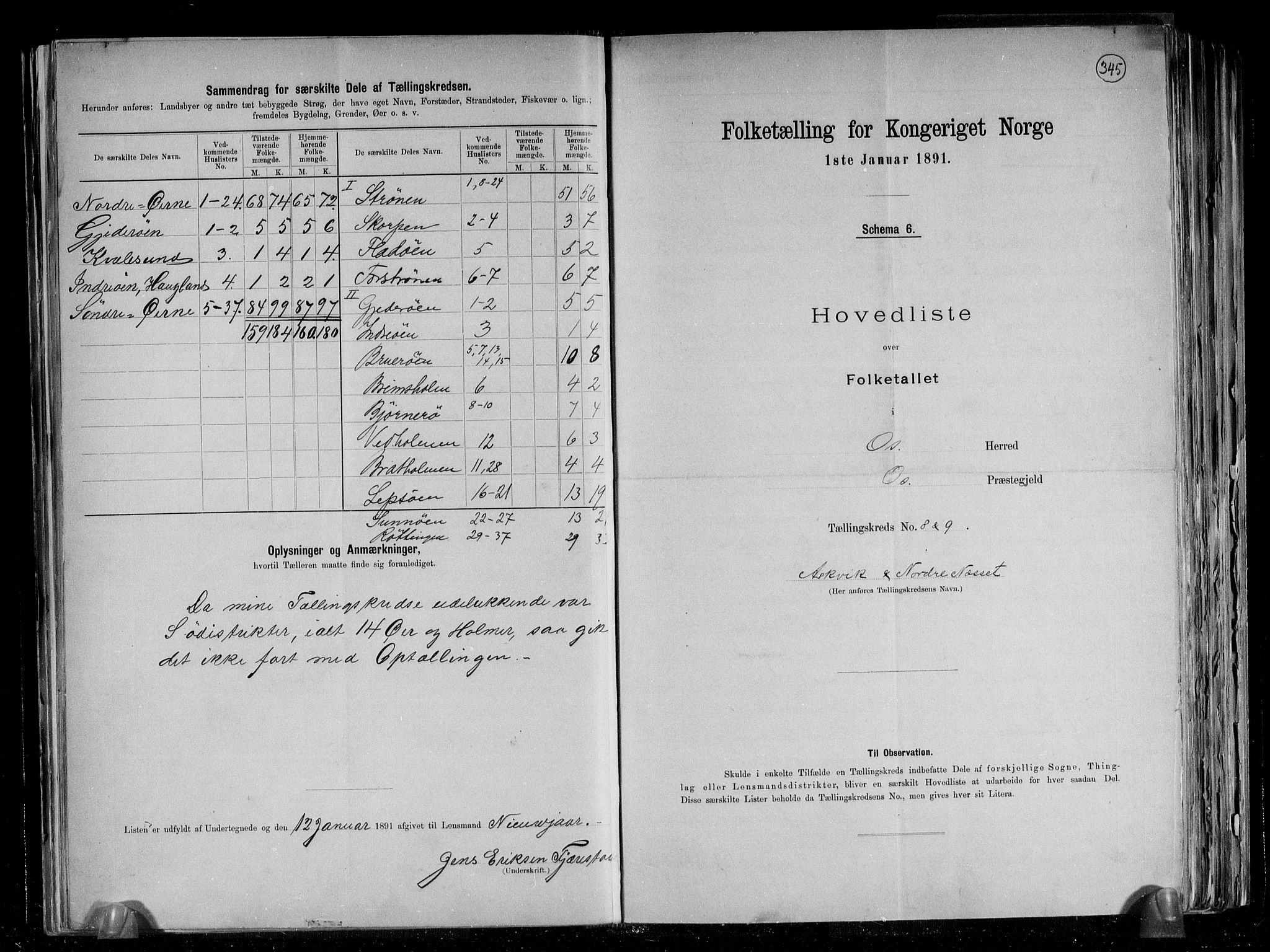 RA, Folketelling 1891 for 1243 Os herred, 1891, s. 14