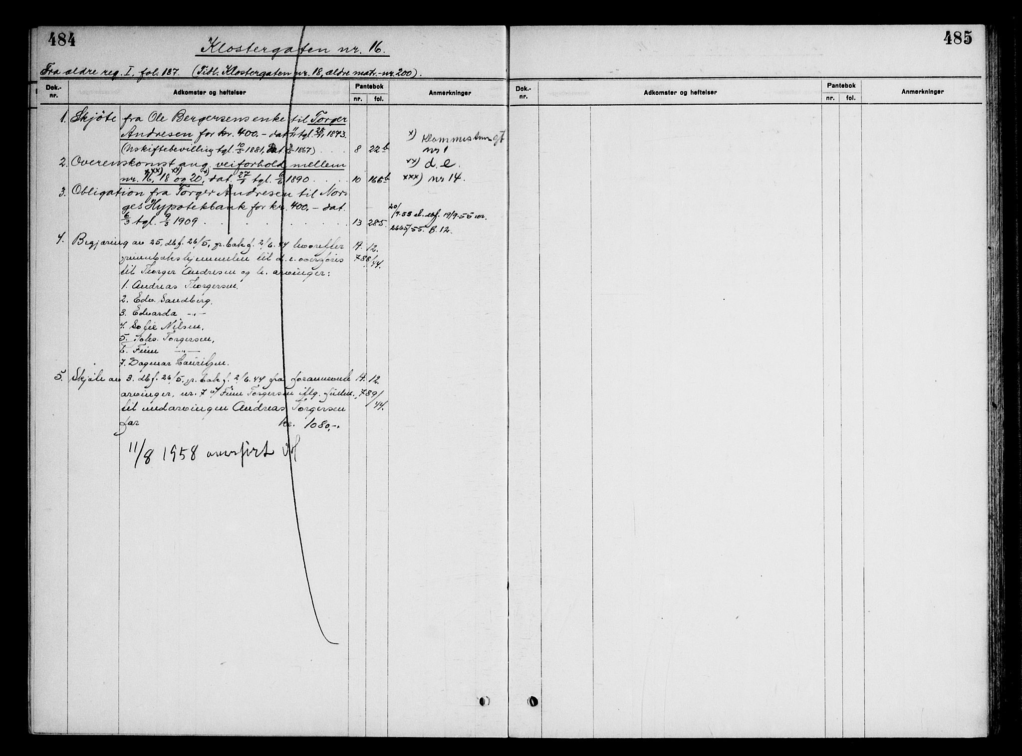 Moss byfogd, SAO/A-10863/G/Ga/Gaf/L0005: Panteregister nr. VI 5, 1921-1921, s. 484-485