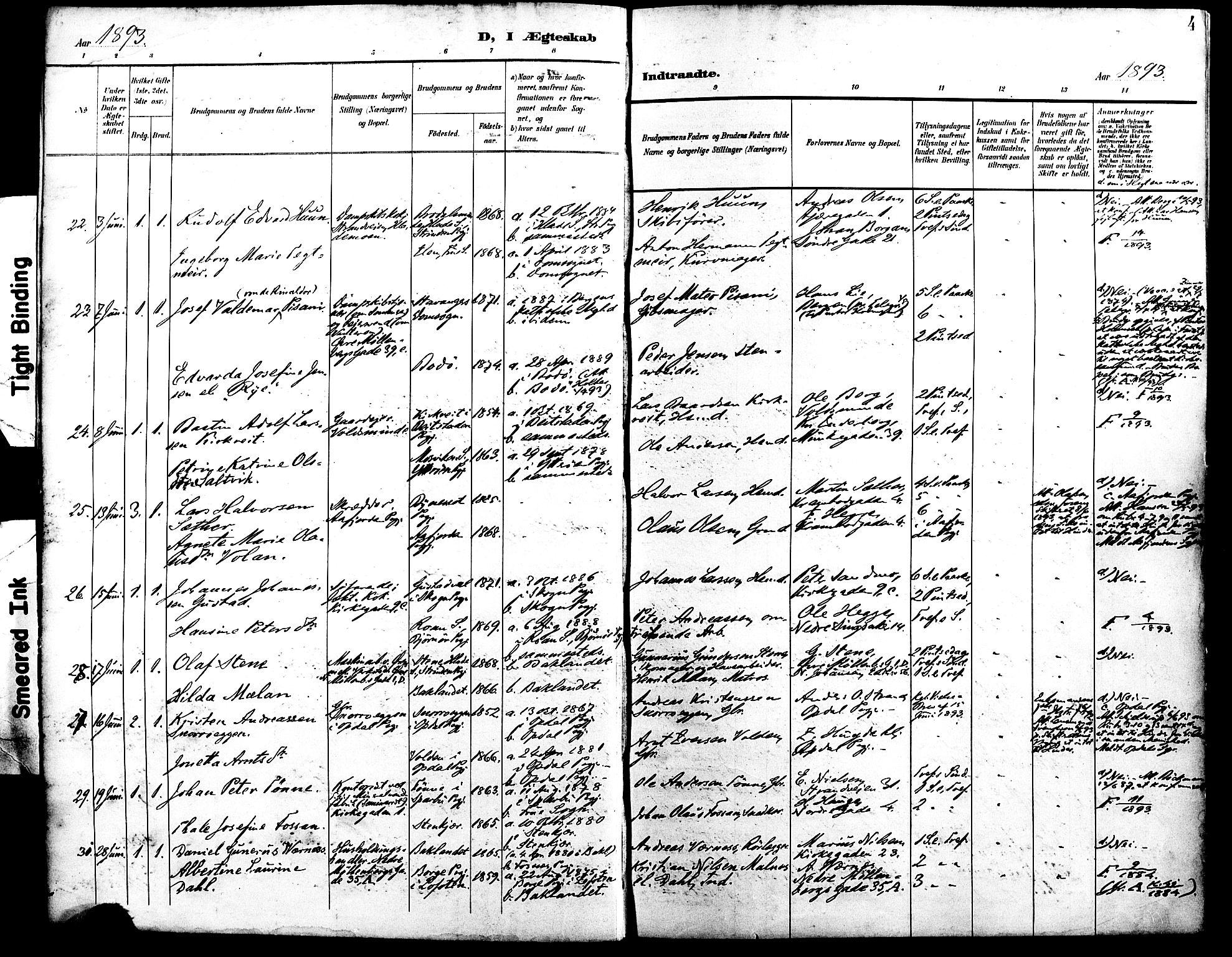 Ministerialprotokoller, klokkerbøker og fødselsregistre - Sør-Trøndelag, SAT/A-1456/604/L0198: Ministerialbok nr. 604A19, 1893-1900, s. 4