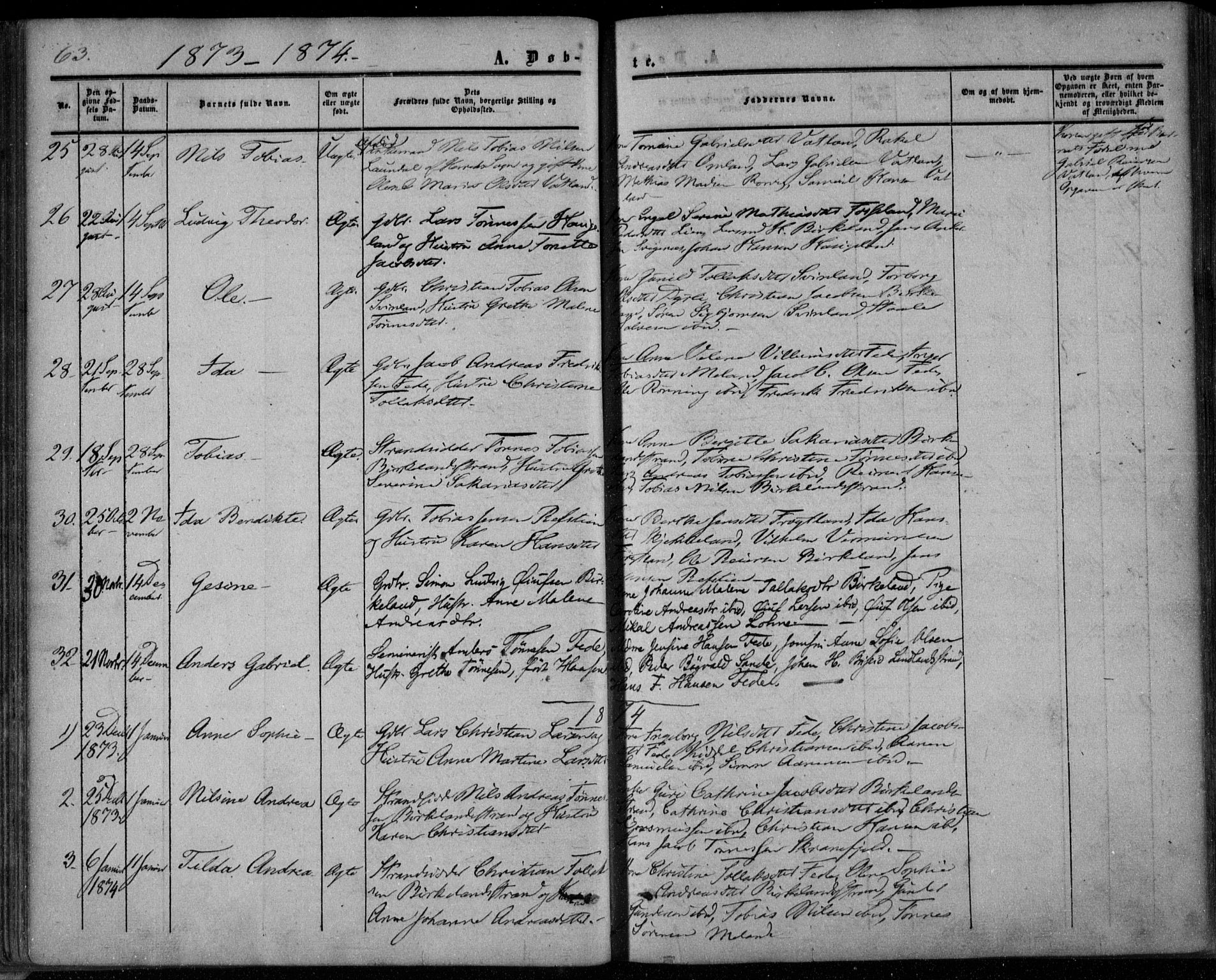 Kvinesdal sokneprestkontor, SAK/1111-0026/F/Fa/Faa/L0002: Ministerialbok nr. A 2, 1850-1876, s. 73
