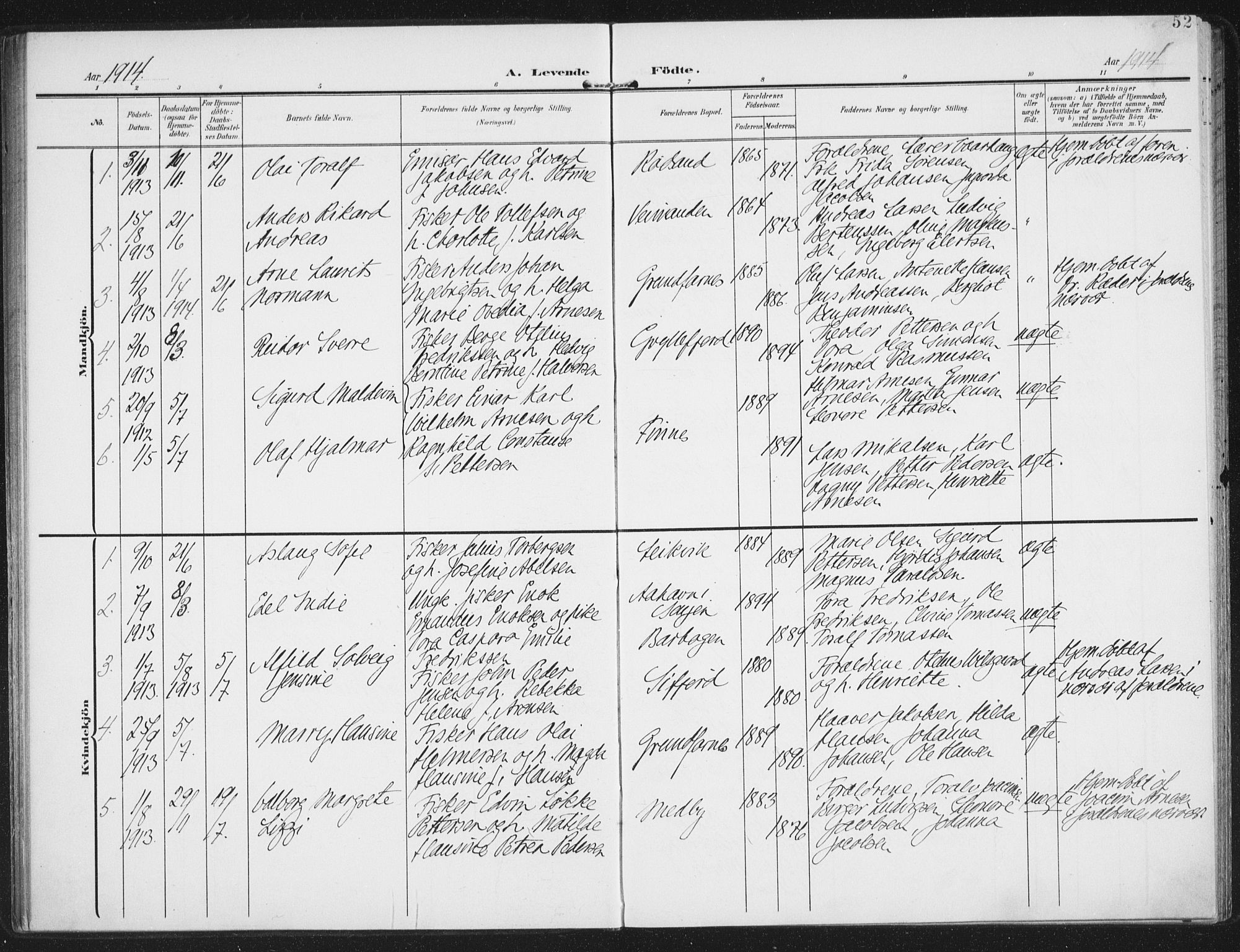 Berg sokneprestkontor, AV/SATØ-S-1318/G/Ga/Gaa/L0008kirke: Ministerialbok nr. 8, 1904-1916, s. 52