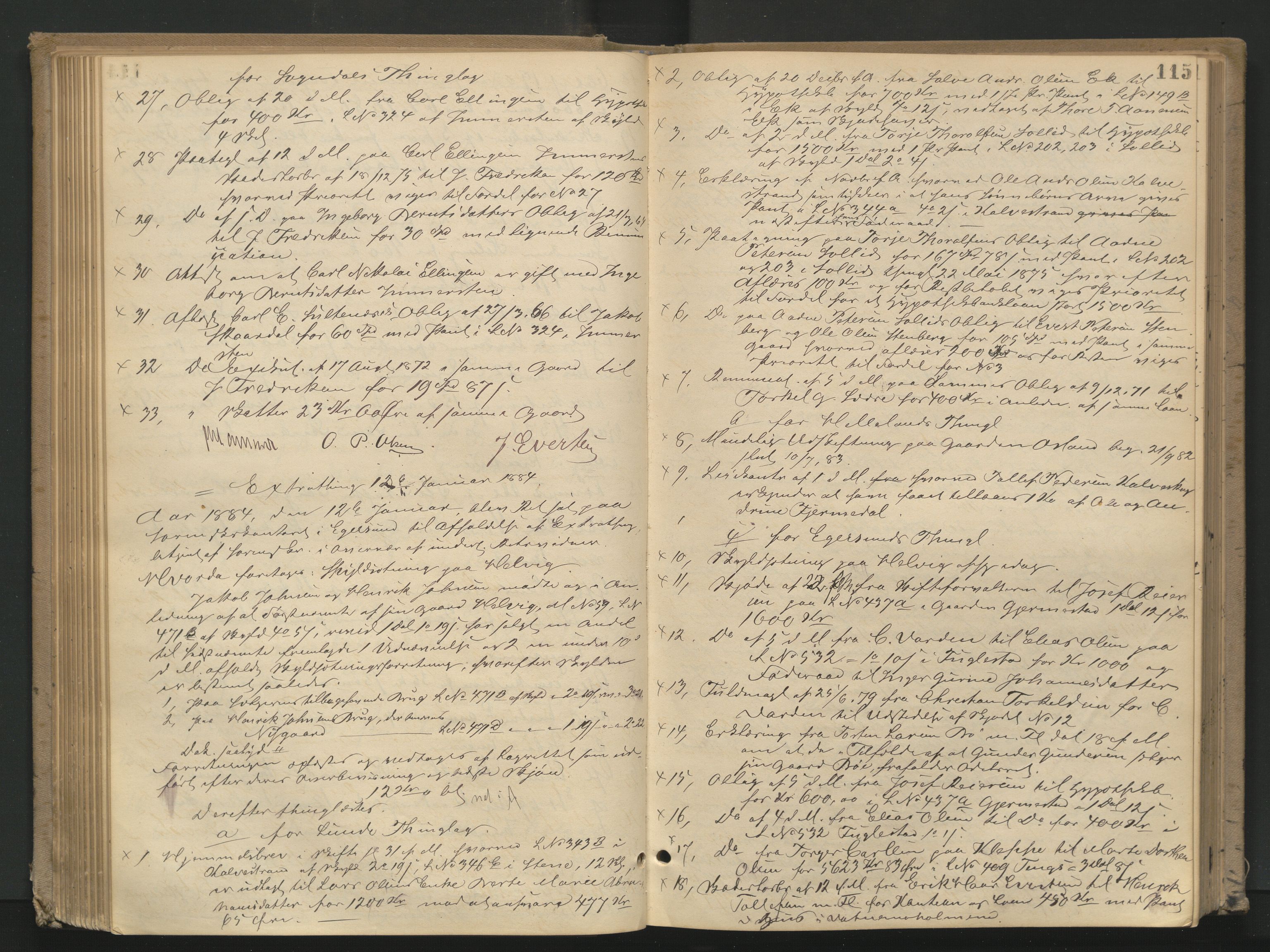 Dalane sorenskriveri, AV/SAST-A-100309/001/3/30/30BA/L0003: TINGBOK, 1882-1888, s. 114b-115a