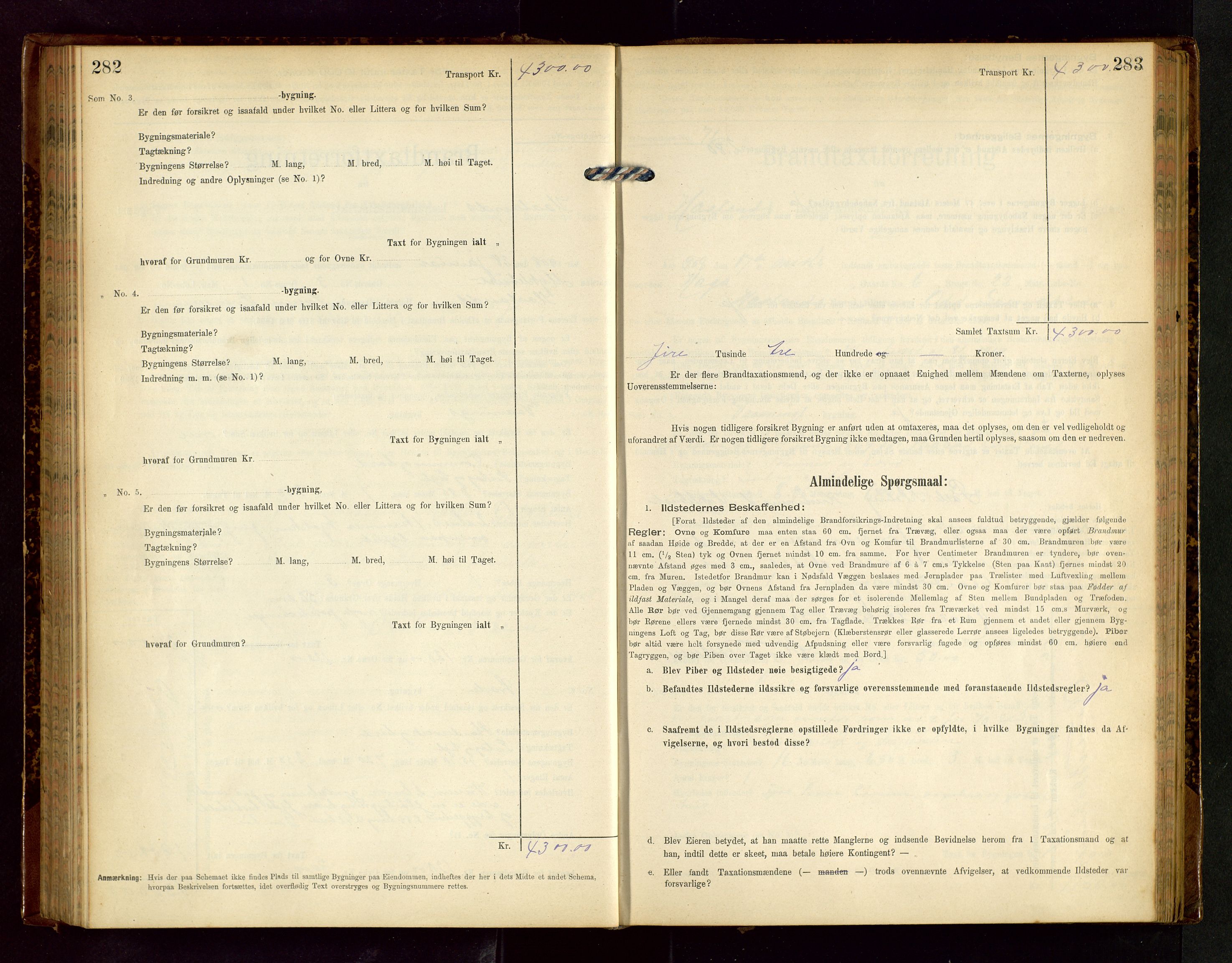 Håland lensmannskontor, AV/SAST-A-100100/Gob/L0002: Branntakstprotokoll - skjematakst. Register i boken., 1902-1906, s. 282-283