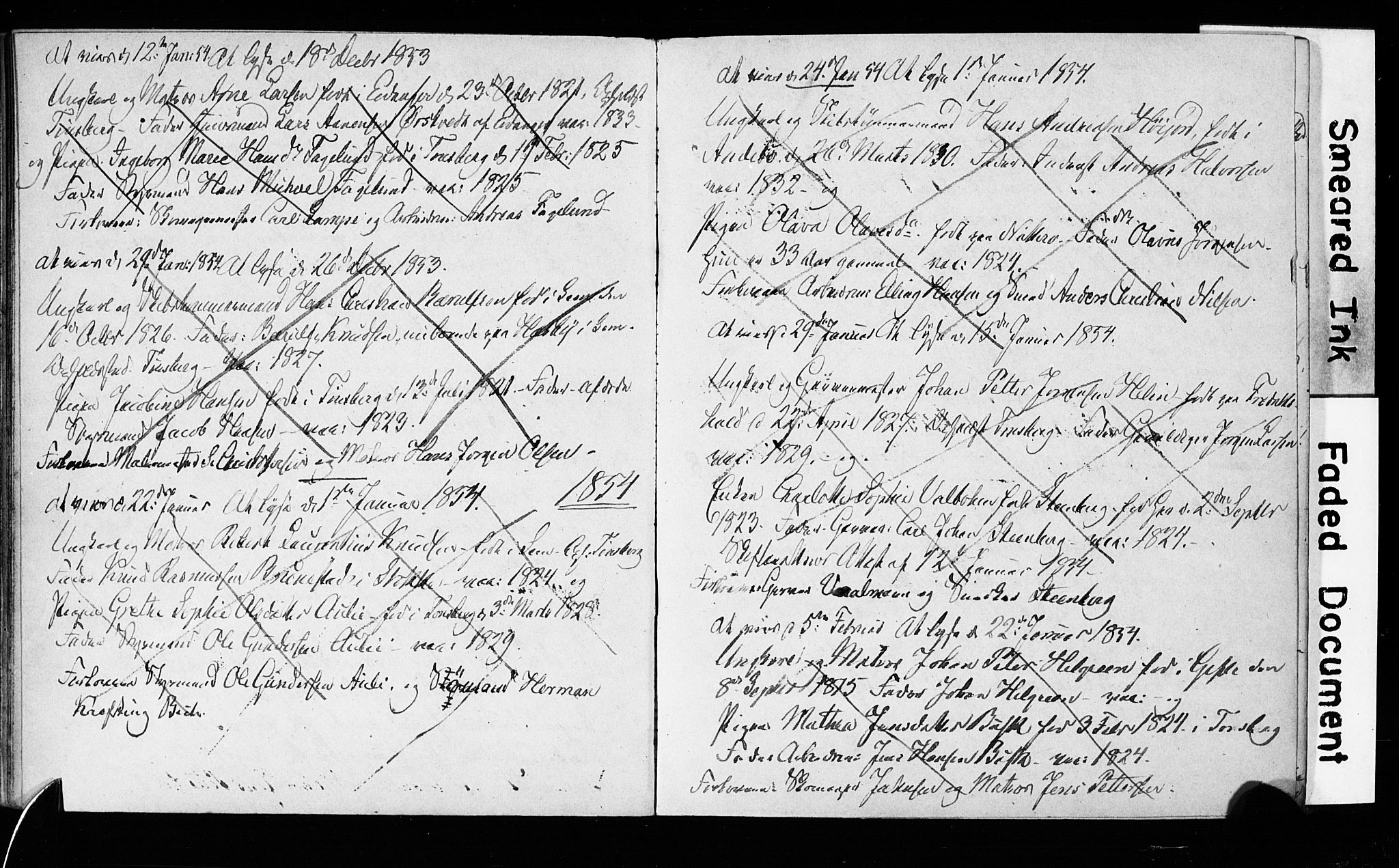 Tønsberg kirkebøker, AV/SAKO-A-330/H/Ha/L0001: Lysningsprotokoll nr. 1, 1849-1856