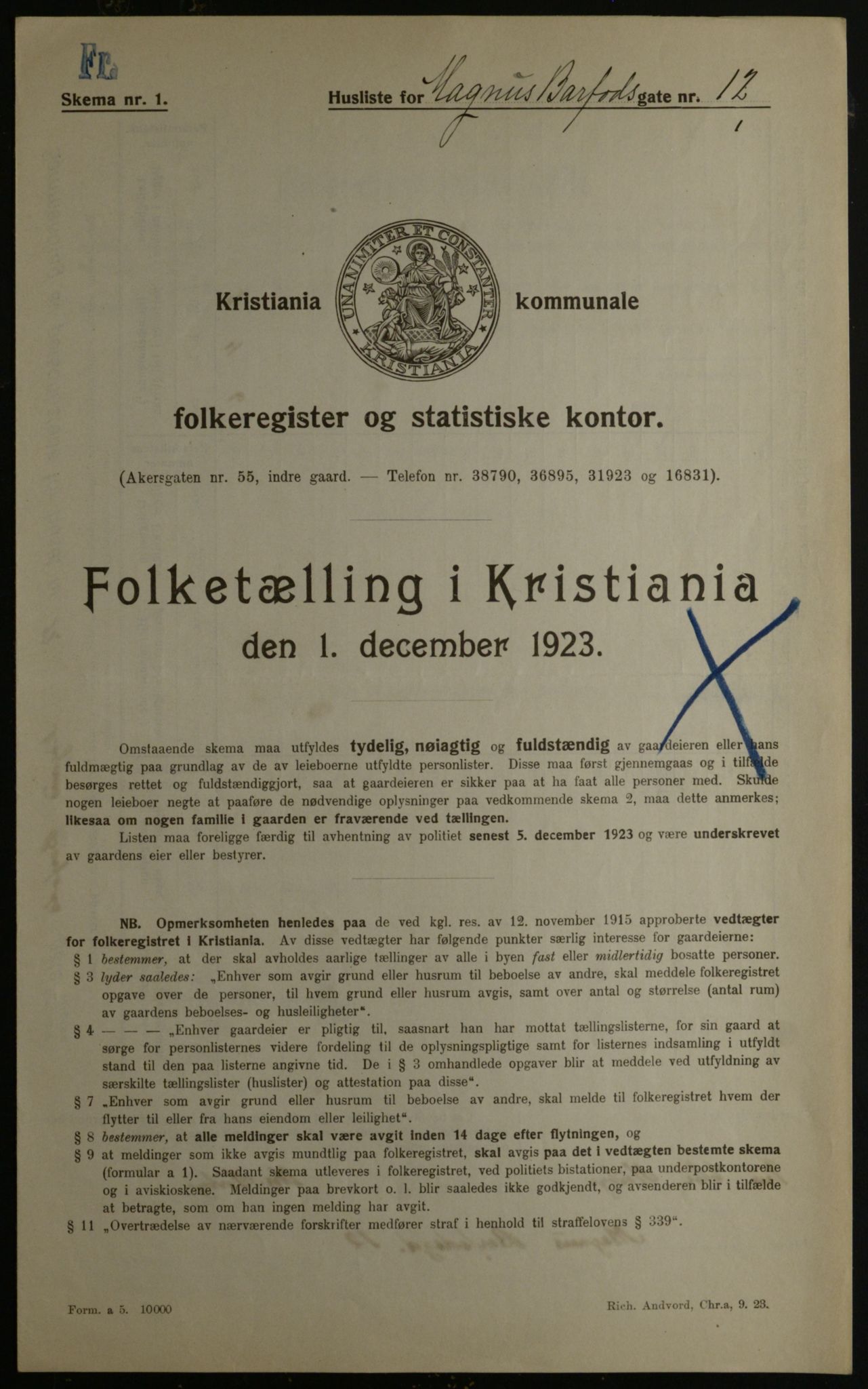 OBA, Kommunal folketelling 1.12.1923 for Kristiania, 1923, s. 65662