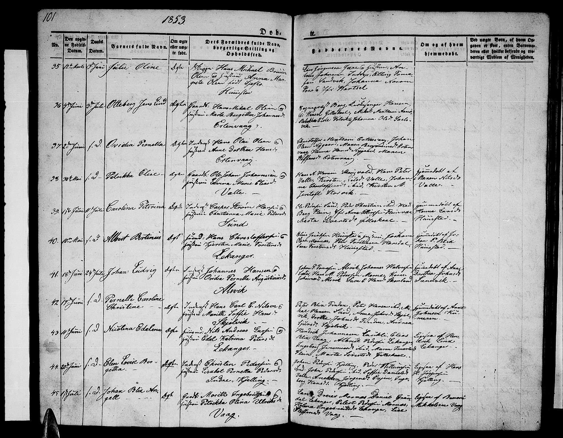 Ministerialprotokoller, klokkerbøker og fødselsregistre - Nordland, AV/SAT-A-1459/805/L0106: Klokkerbok nr. 805C02, 1841-1861, s. 101