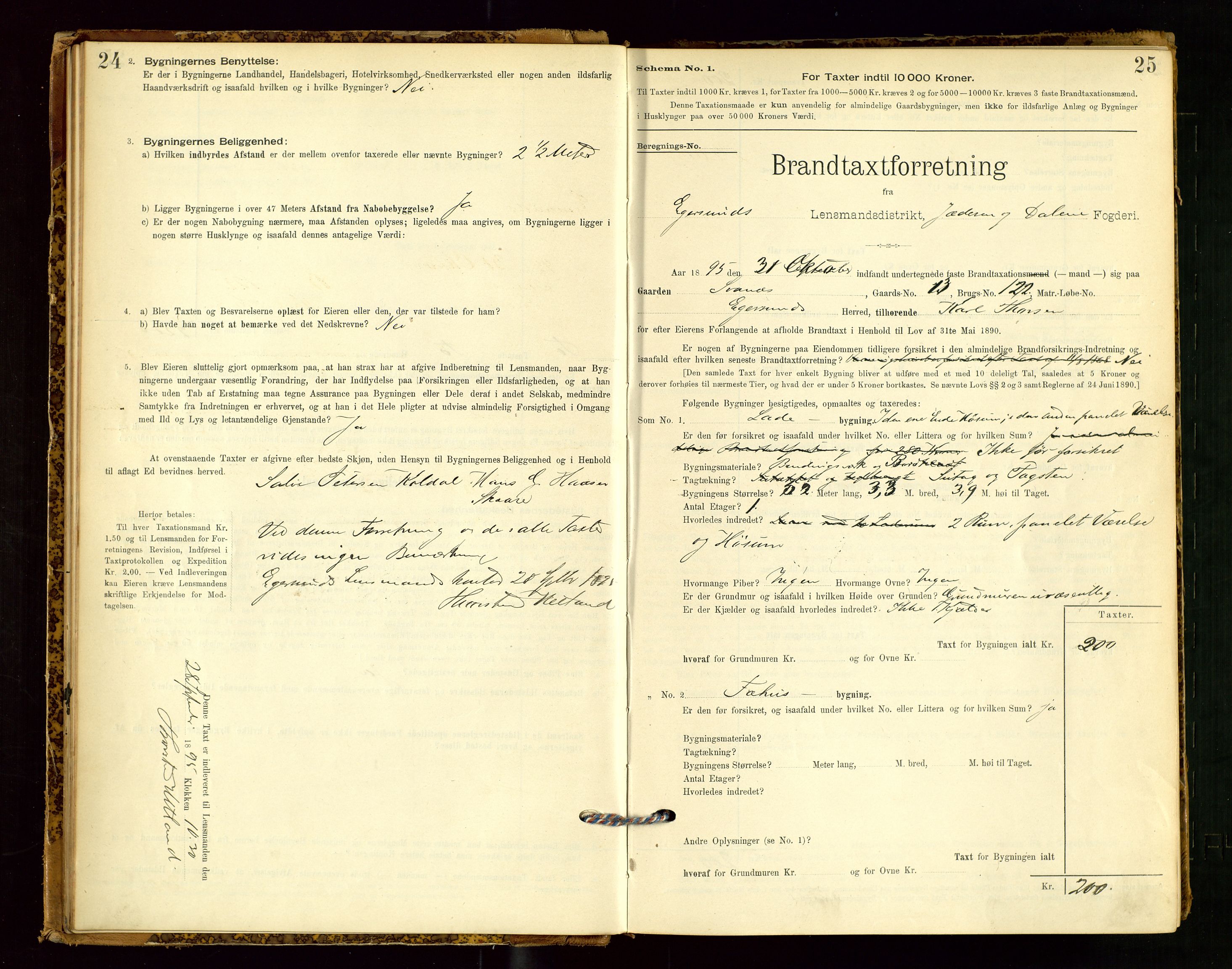 Eigersund lensmannskontor, SAST/A-100171/Gob/L0001: Skjemaprotokoll, 1894-1909, s. 24-25