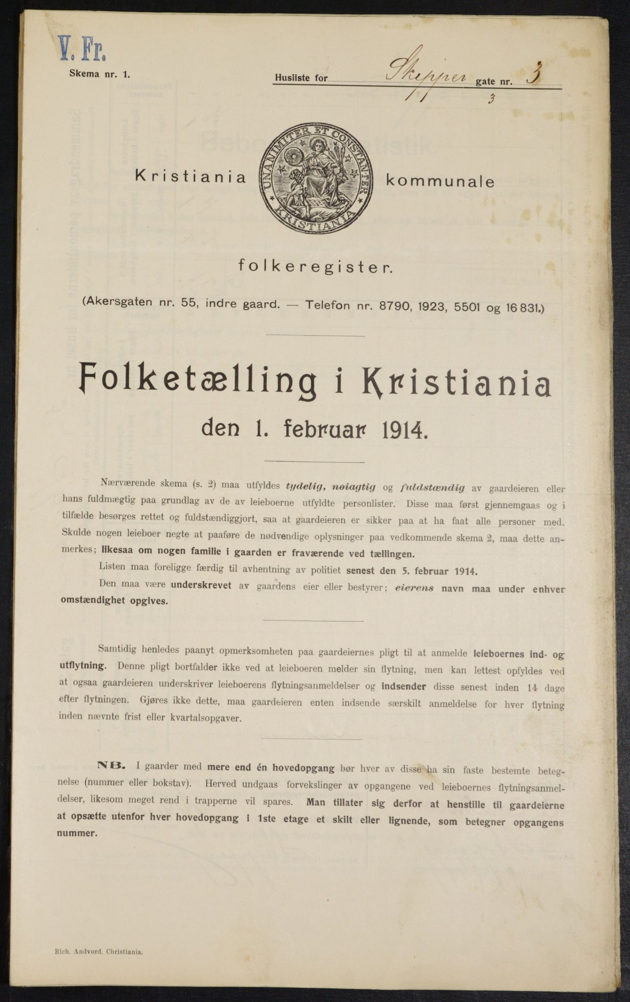 OBA, Kommunal folketelling 1.2.1914 for Kristiania, 1914, s. 95340