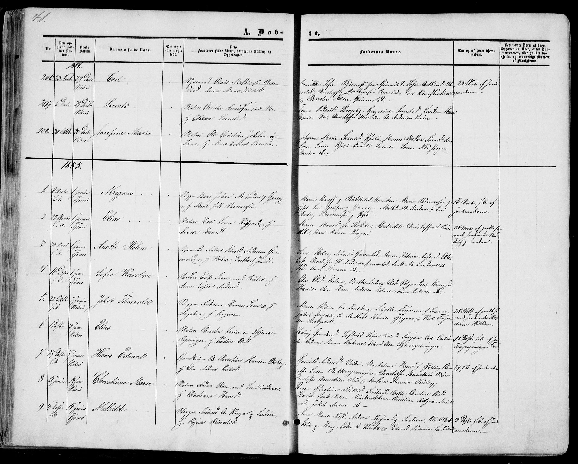 Nøtterøy kirkebøker, AV/SAKO-A-354/F/Fa/L0006: Ministerialbok nr. I 6, 1852-1864, s. 41