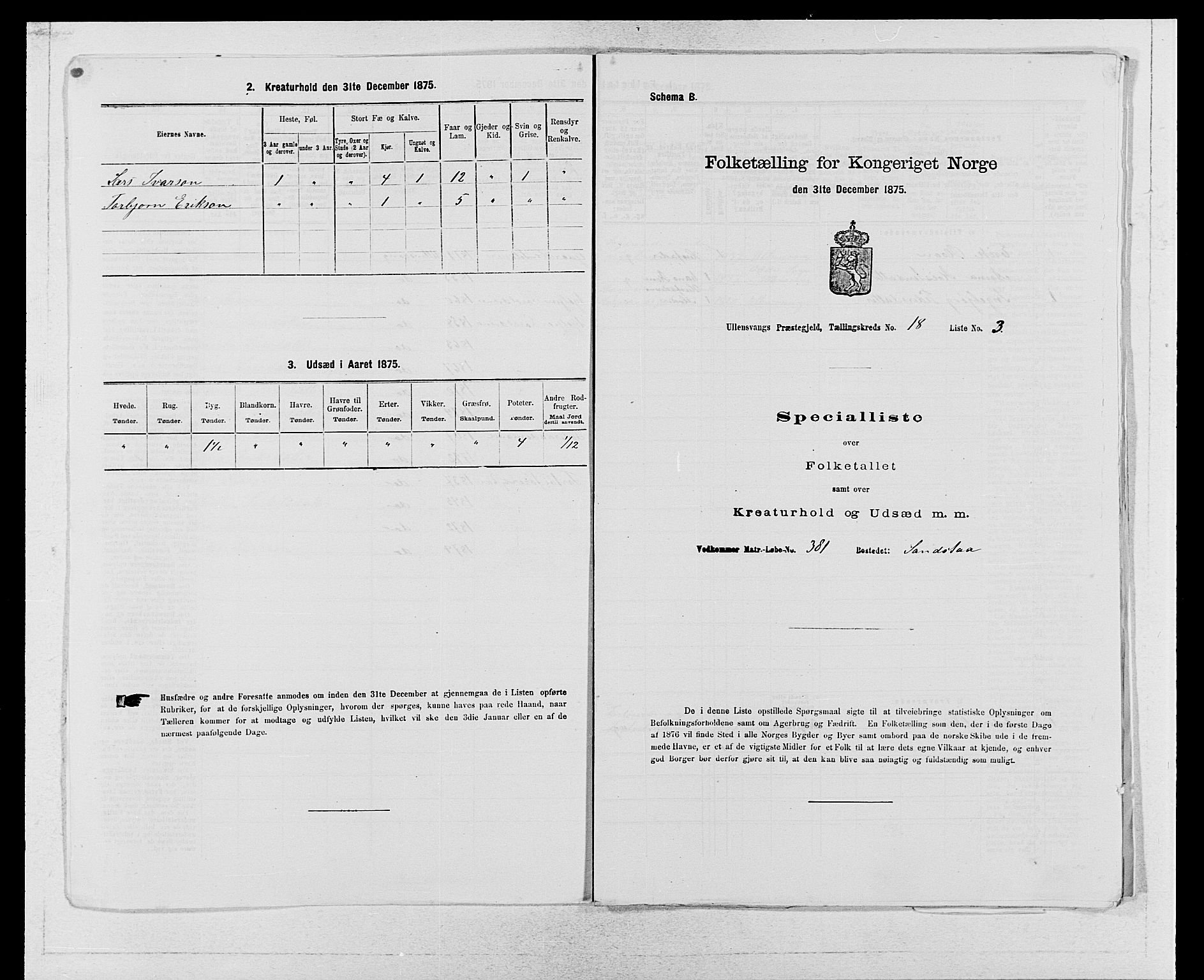 SAB, Folketelling 1875 for 1230P Ullensvang prestegjeld, 1875, s. 1863