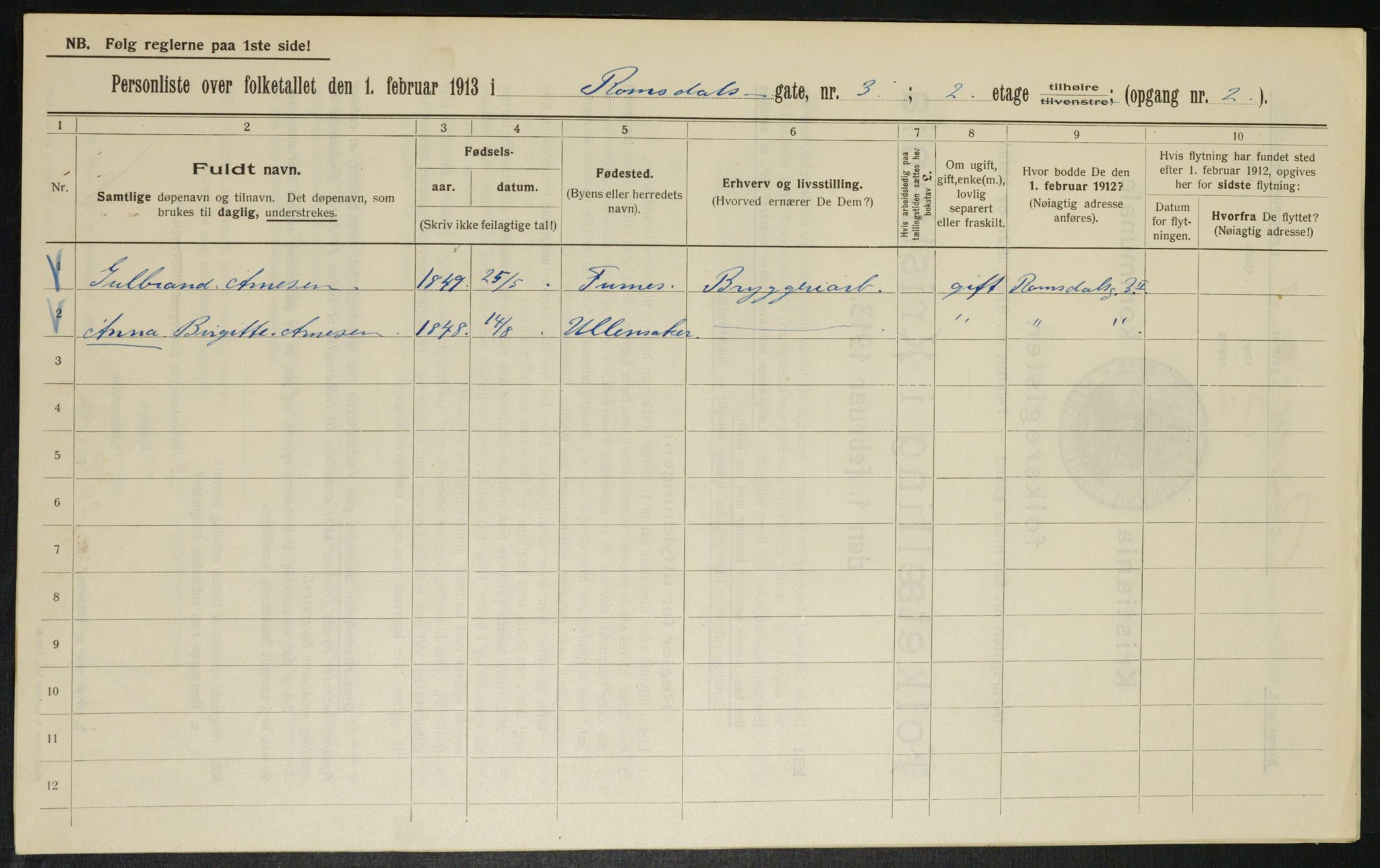 OBA, Kommunal folketelling 1.2.1913 for Kristiania, 1913, s. 83215