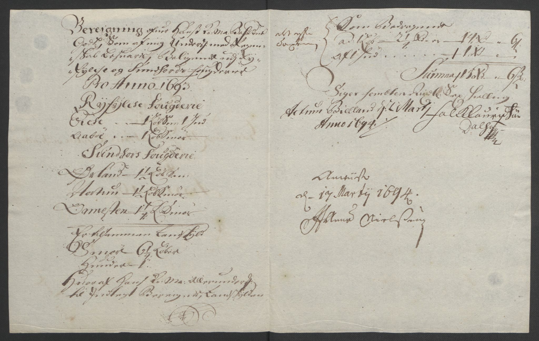 Rentekammeret inntil 1814, Reviderte regnskaper, Fogderegnskap, RA/EA-4092/R48/L2974: Fogderegnskap Sunnhordland og Hardanger, 1693, s. 70
