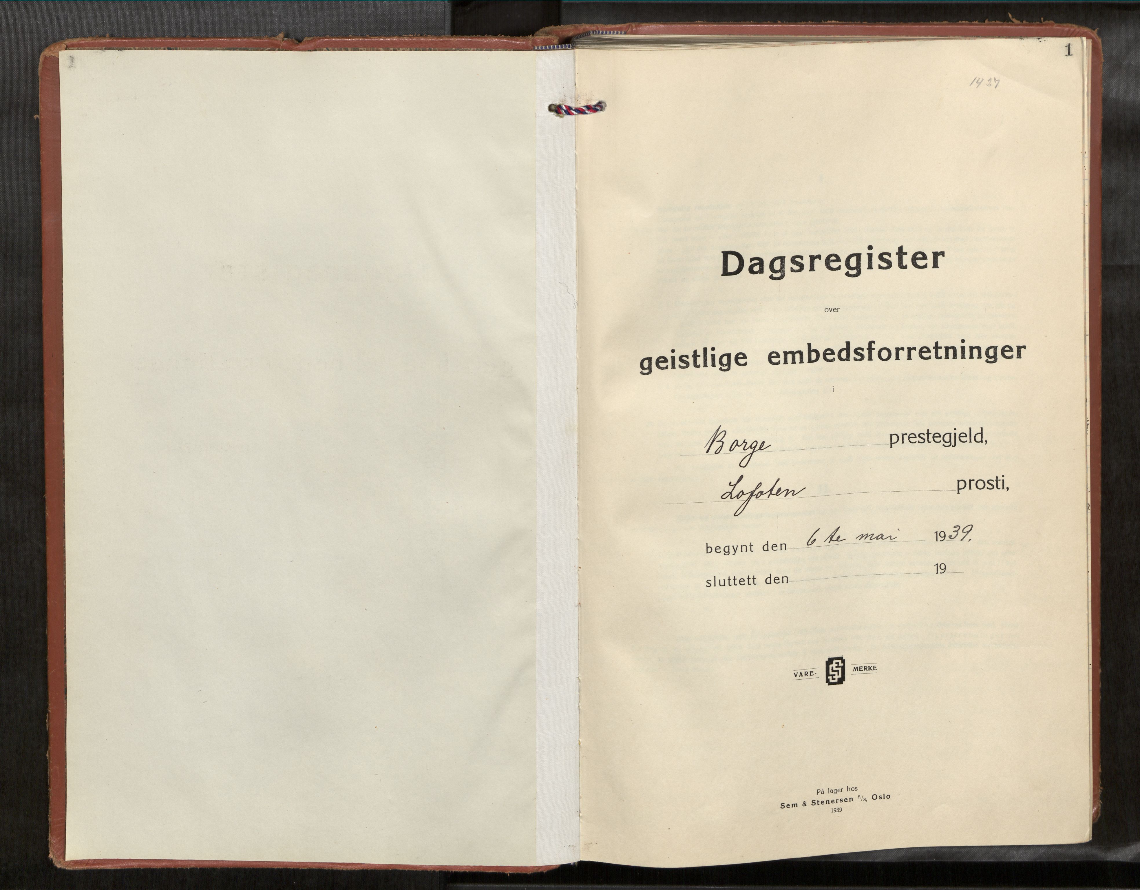 Ministerialprotokoller, klokkerbøker og fødselsregistre - Nordland, SAT/A-1459/880/L1138: Dagregister nr. 880A12, 1939-1981, s. 1