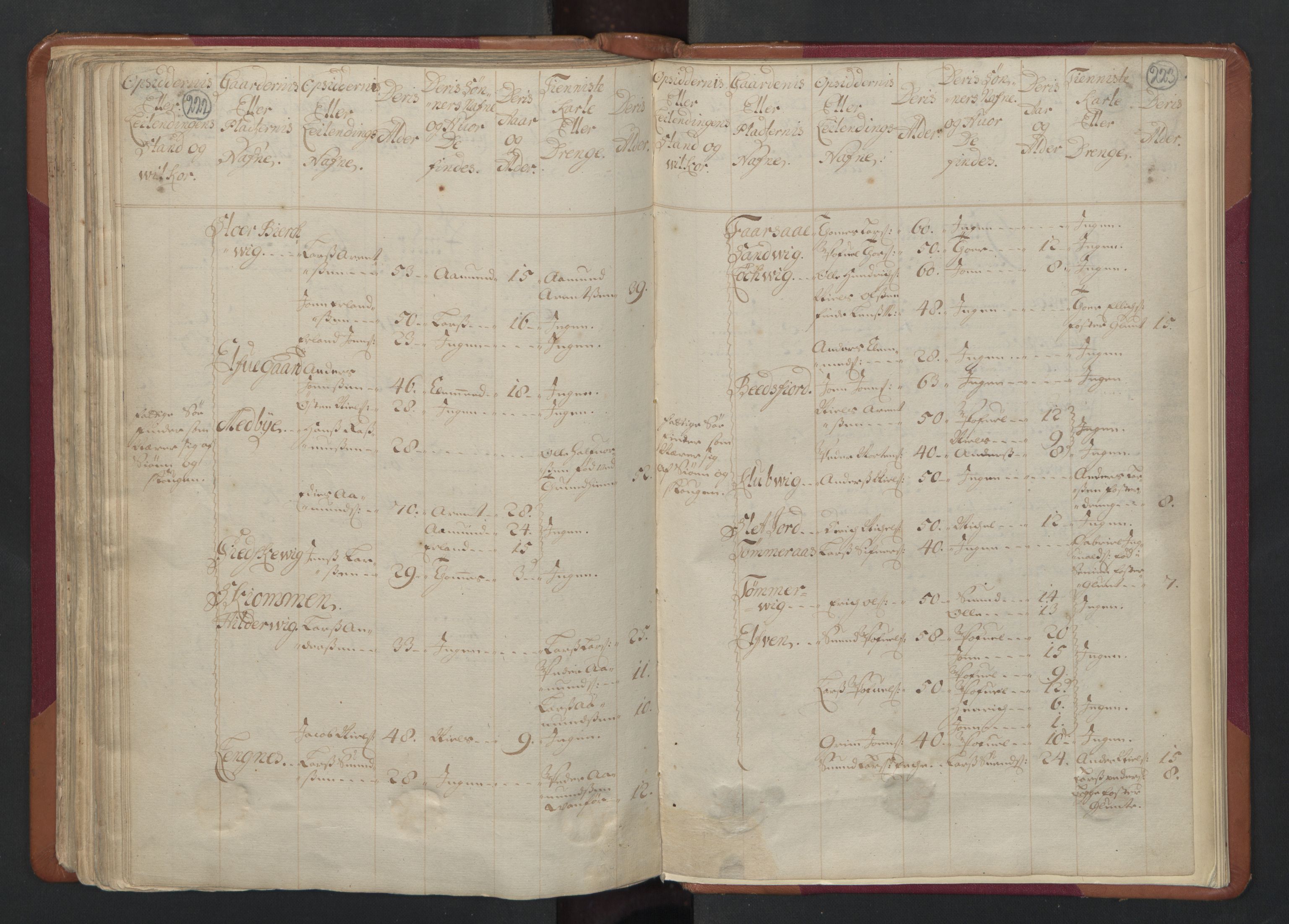 RA, Manntallet 1701, nr. 17: Salten fogderi, 1701, s. 222-223